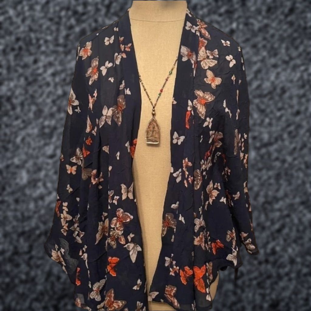 Vintage VINTAGE Xhilaration Boho Cardigan Sweater Women’s Size M Blue Sheer 3/4 Sleeve Size M / US 6-8 / IT 42-44 - 1 Thumbnail