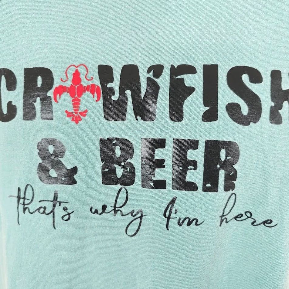 Comfort Colors Crawfish & Beer T Shirt Mens Size Medium Blue Thats Why Im Here Snack Tee Size US M / EU 48-50 / 2 - 3 Thumbnail