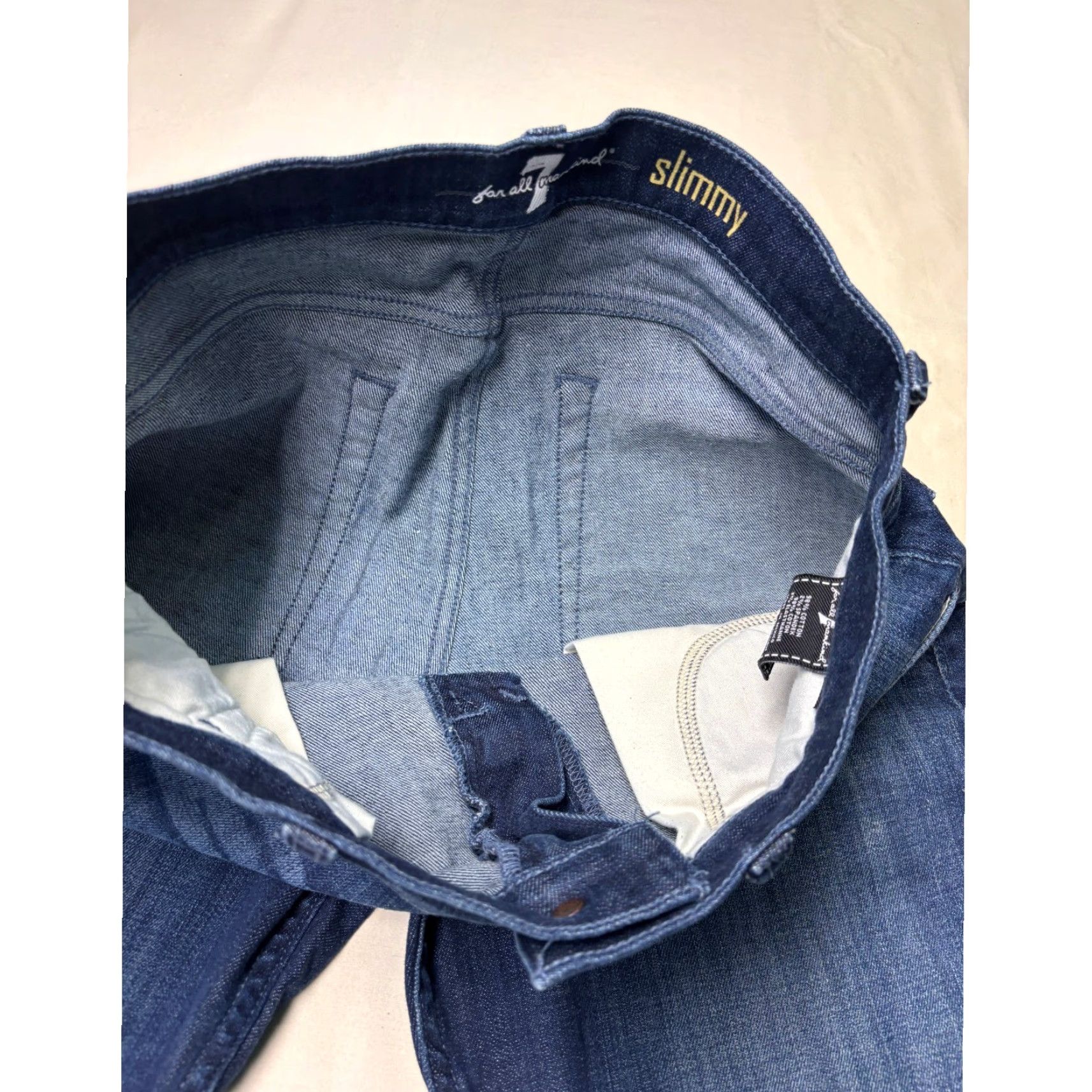 7 For All Mankind 7 For All Mankind Slimmy Jeans Dark Wash Mid Rise Stretch Cotton Blend 31X28 Women Jeans Slim, 5-Pocket, Zipper Button Wash: Medium Vintage: No Size 24" / US 00 / IT 34 - 4 Thumbnail