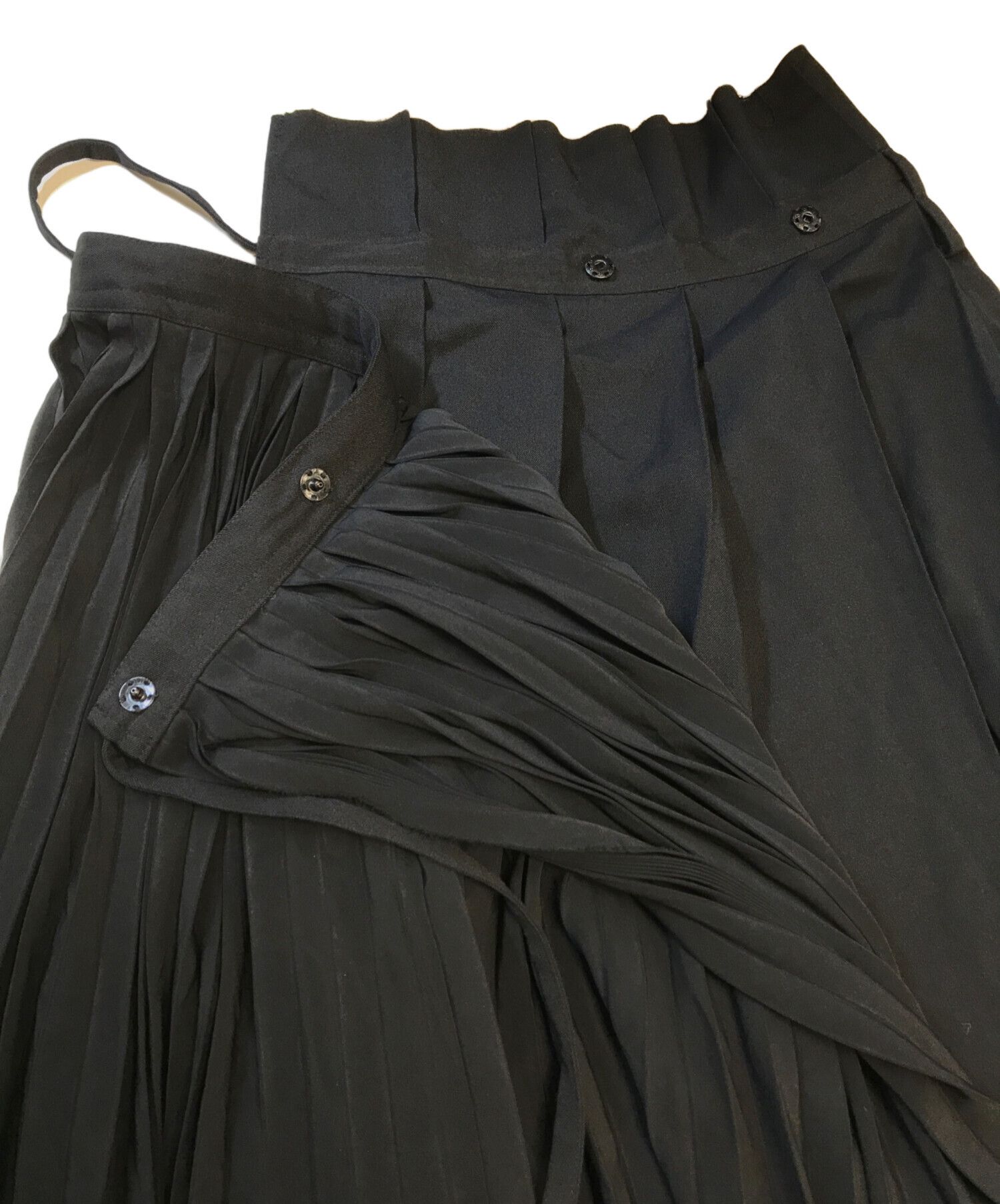 Yohji Yamamoto Y's Yohji Yamamoto - WOOL / de CHINE PLEATS COMBI WRAP SKIRT Size 23" - 8 Thumbnail