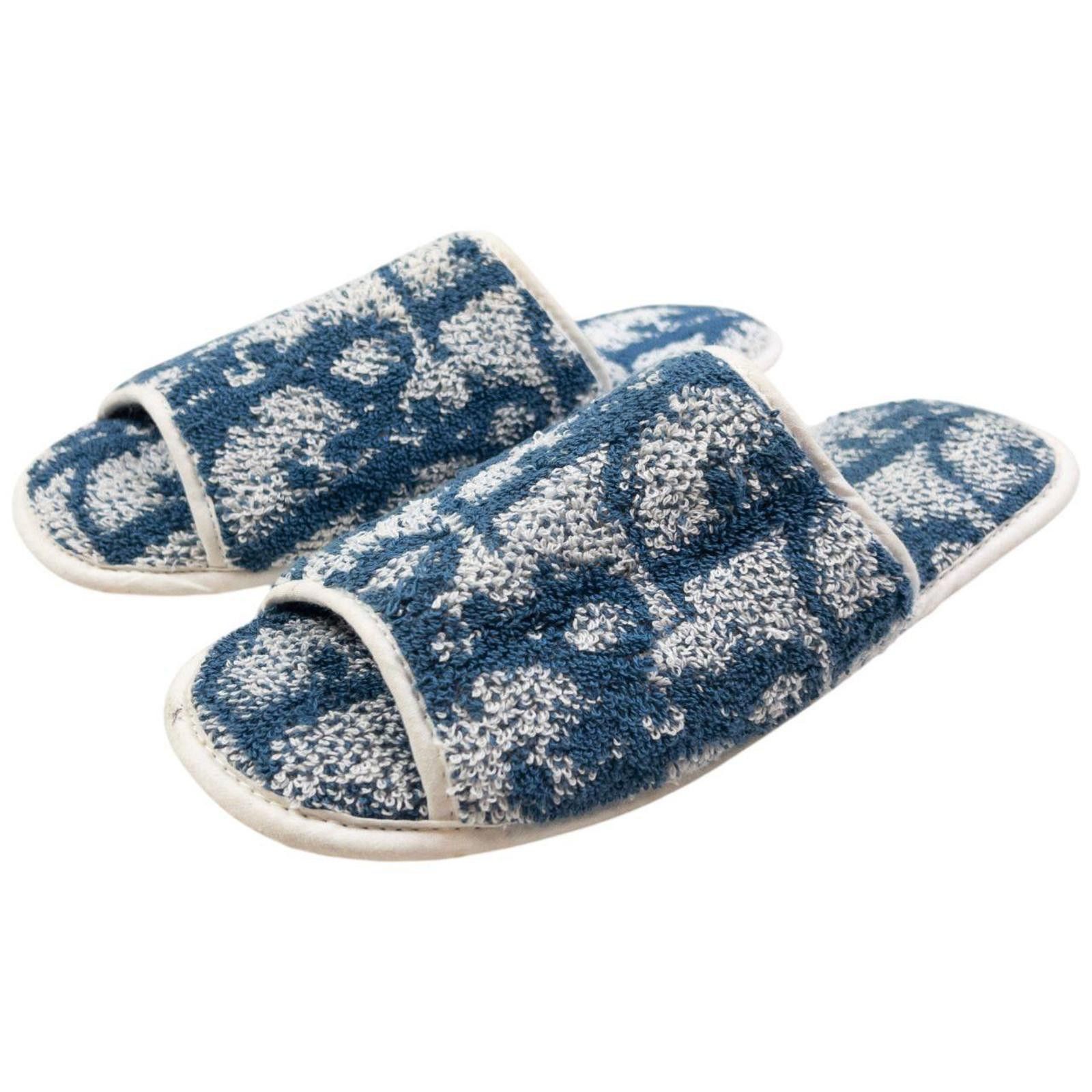 Vintage Dior Monogram Terry Cloth Slippers Size UK 10