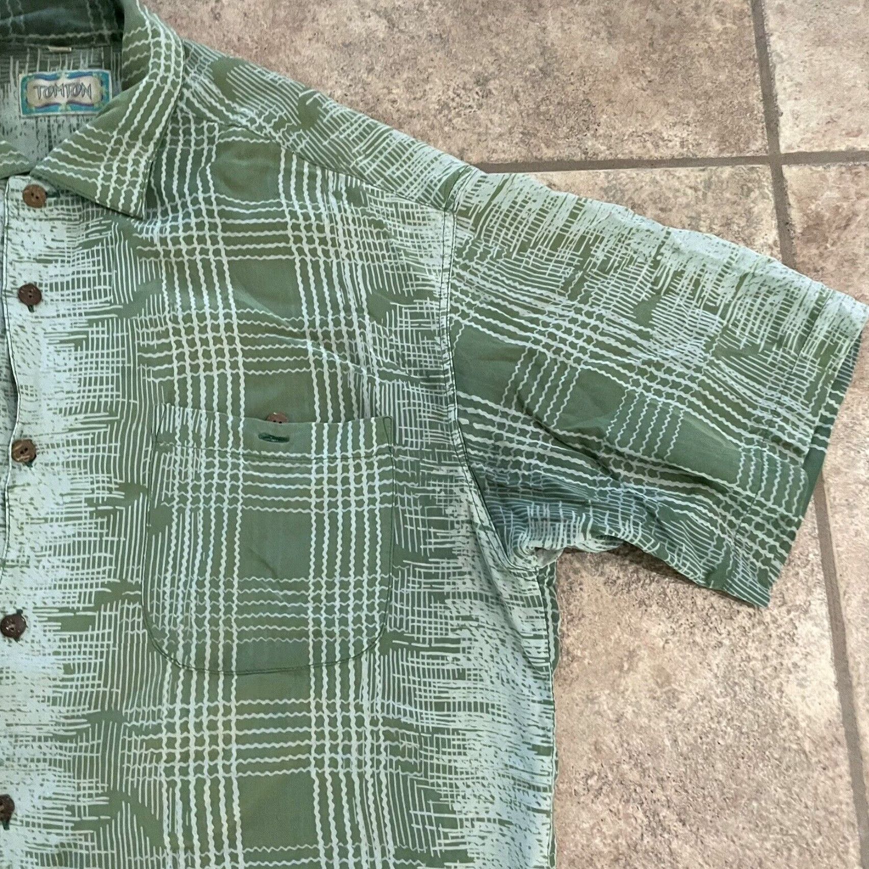 Vintage VINTAGE TomTom Button-Down Shirt Pocket Mens L Green Short Sleeve Button-Up - TomTom Shirt Mens Green L Size US L / EU 52-54 / 3 - 2 Thumbnail