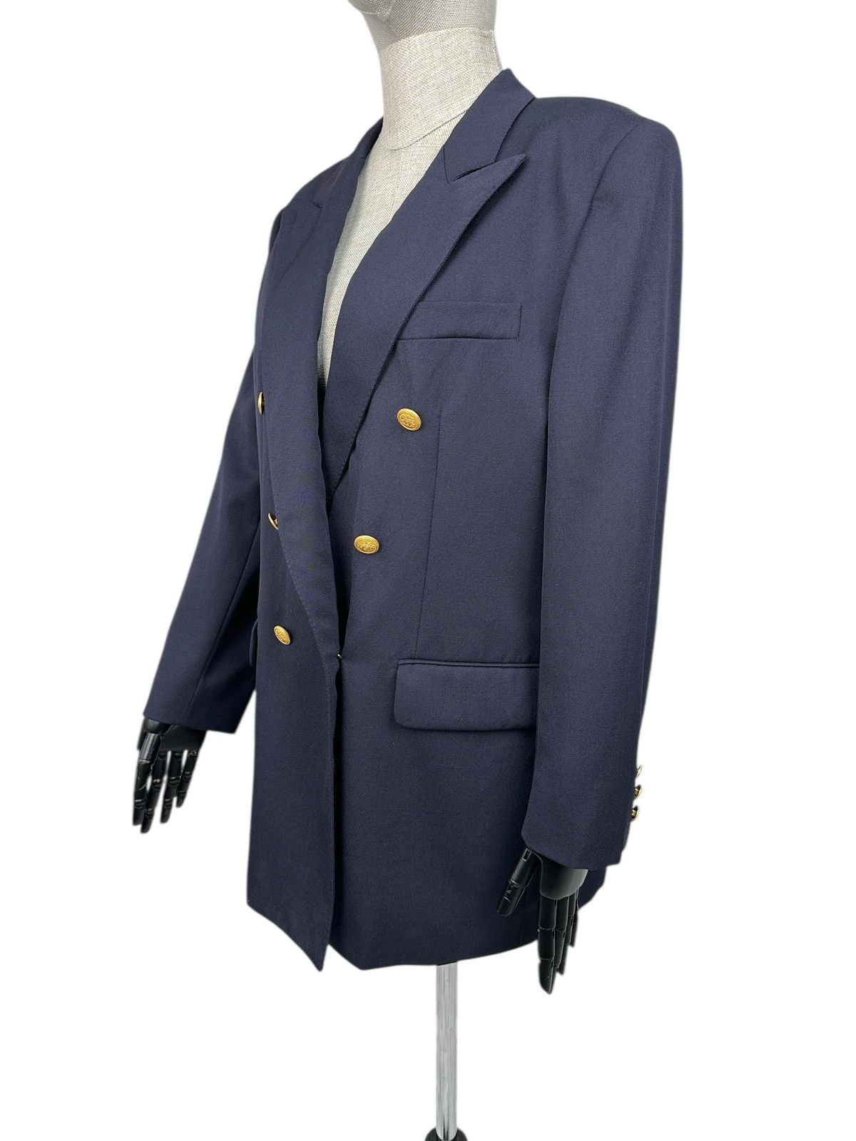 Aquascutum AQUASCUTUM Double-Breasted Gold Buttons Wool Blazer Jacket Size L / US 10 / IT 46 - 3 Thumbnail