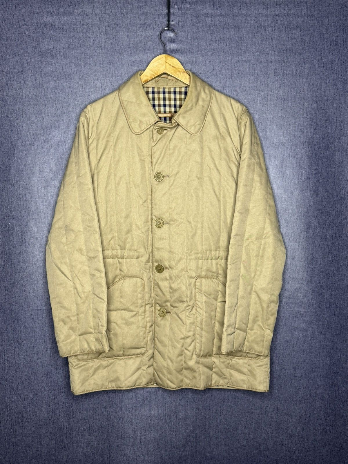 Aquascutum Aquascutum Quilted Jacket Beige Check Lining Vintage Mens Size US L / EU 52-54 / 3 - 1 Thumbnail