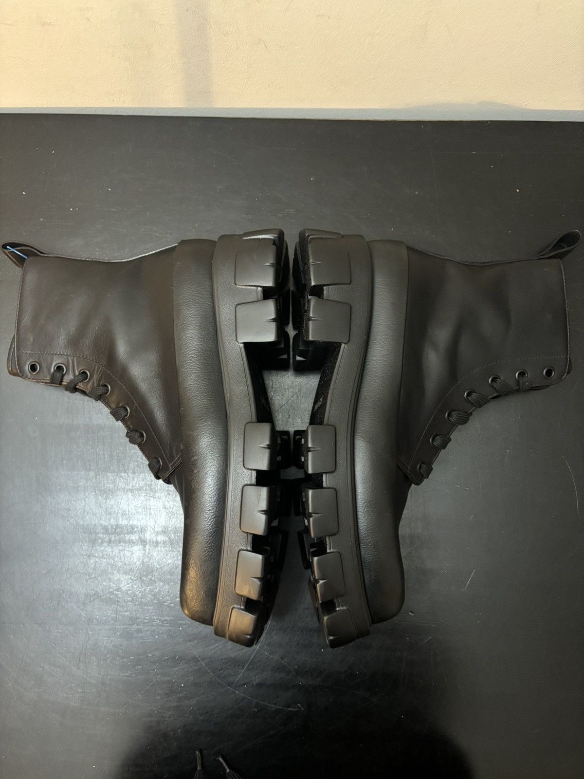 Prada Prada Monolith Square Toe Leather Ankle Boots Black Size US 10.5 / EU 43-44 - 4 Thumbnail