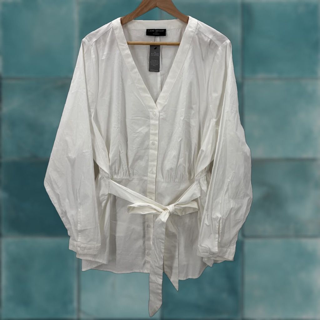 Vintage Lane Bryant Shirt Womens 22/24 White Illusion Collection Belted Peplum Top NWT Shirt Size 3XL / US 20-22 - 1 Thumbnail
