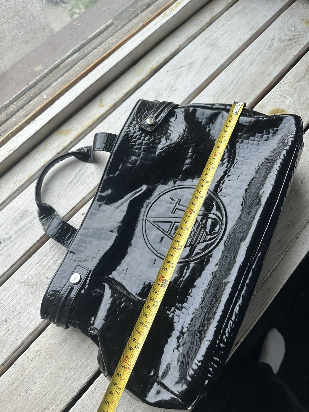 Armani 🚨ARMANI JEANS TOTE BAG VINTAGE BLACK LOGO Size ONE SIZE - 11 Thumbnail