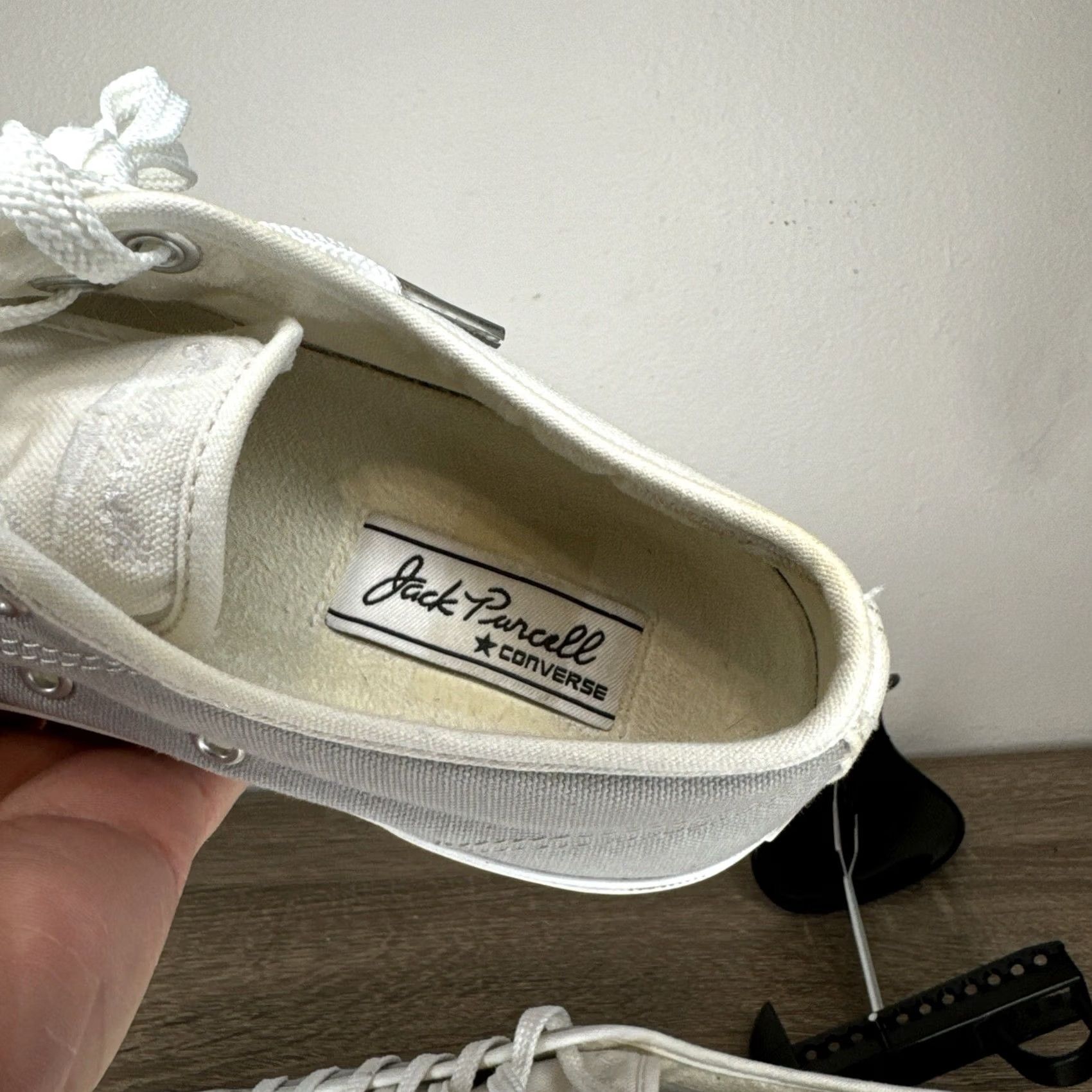 Converse Converse Jack Purcell Low White Gray Canvas Sneakers Mens 7 Womens 8.5 Size US 9 / IT 39 - 6 Thumbnail