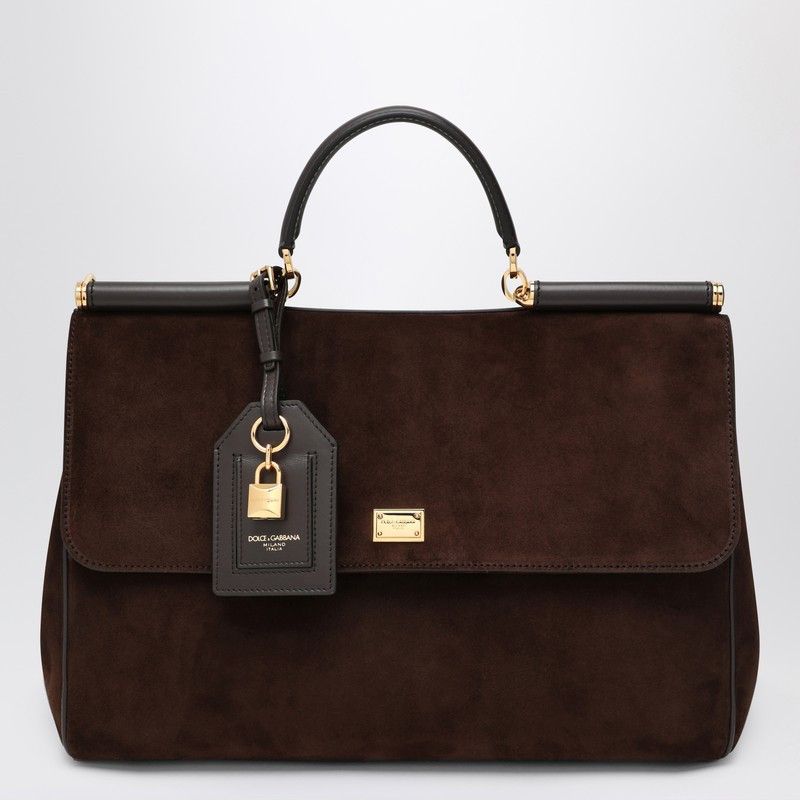 ショルダーバッグ・ポシェット Dolce&Gabbana Ebony Brown Suede Large Bag My Sicily Dolce & Gabbana Dolce&Gabbana Ebony Brown Suede Large Bag My