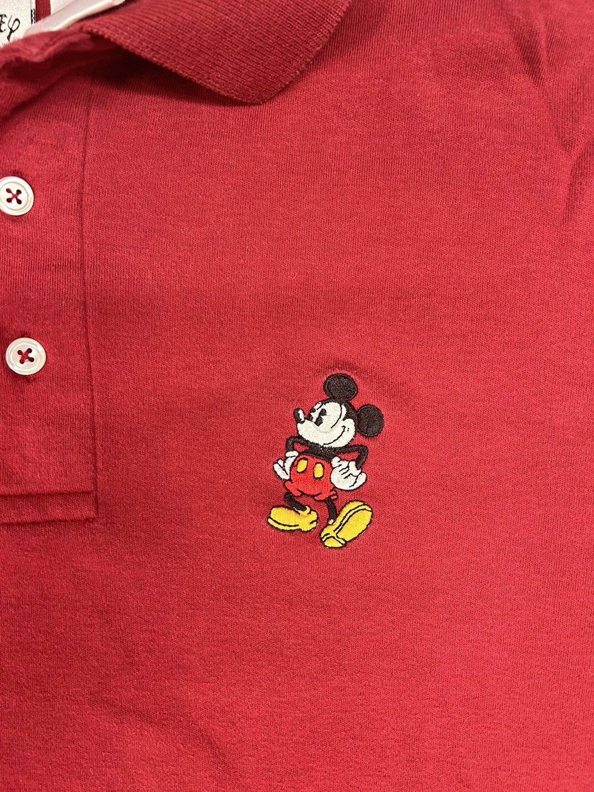 Disney × Mickey Mouse × Vintage Crazy Vintage 90s Essential Mickey Mouse Maroon Polo T-Shirt Size US XL / EU 56 / 4 - 2 Thumbnail
