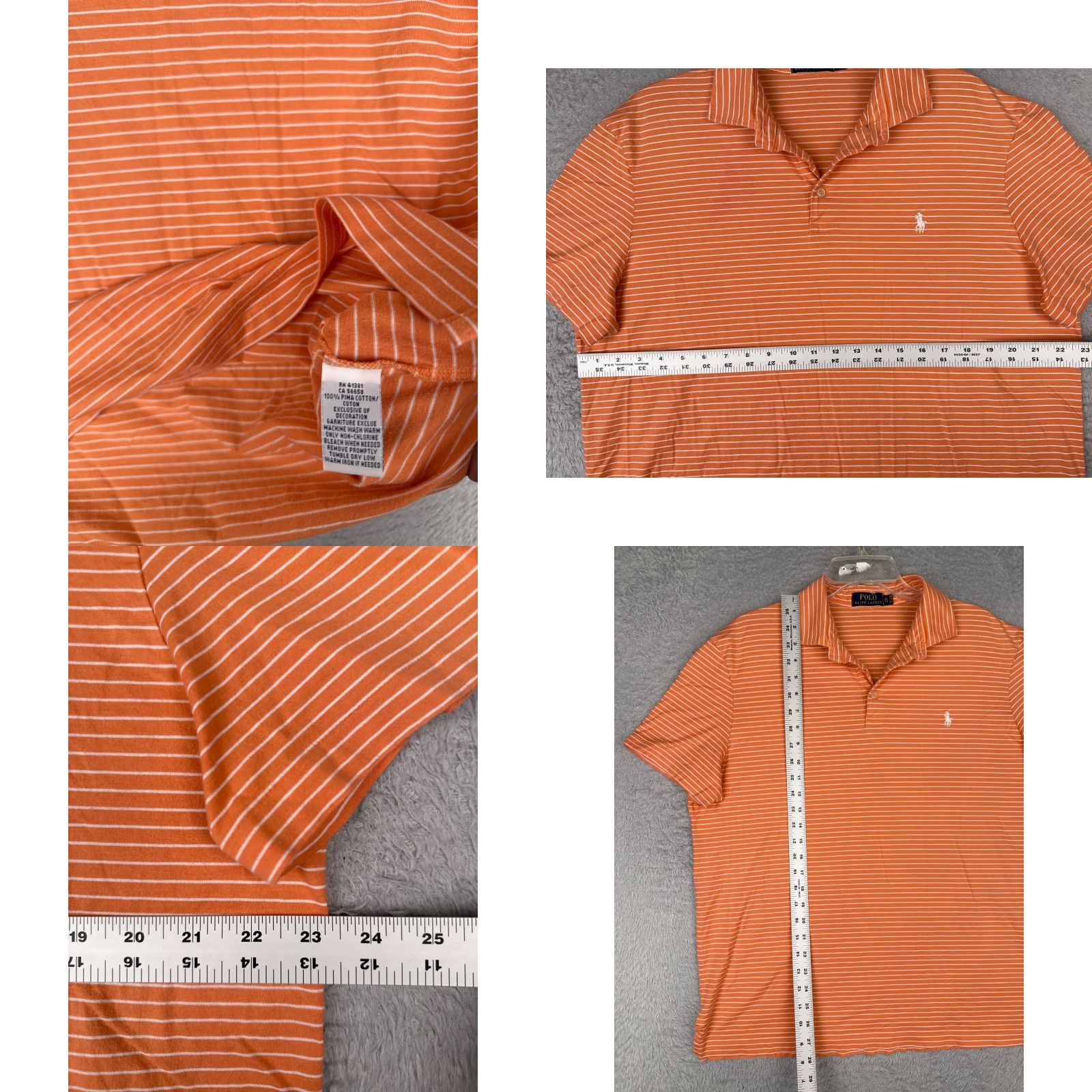 Ralph Lauren Polo Ralph Lauren Shirt Men XL Orange Stripe 100% Pima Cotton Golfer Size US XL / EU 56 / 4 - 8 Thumbnail