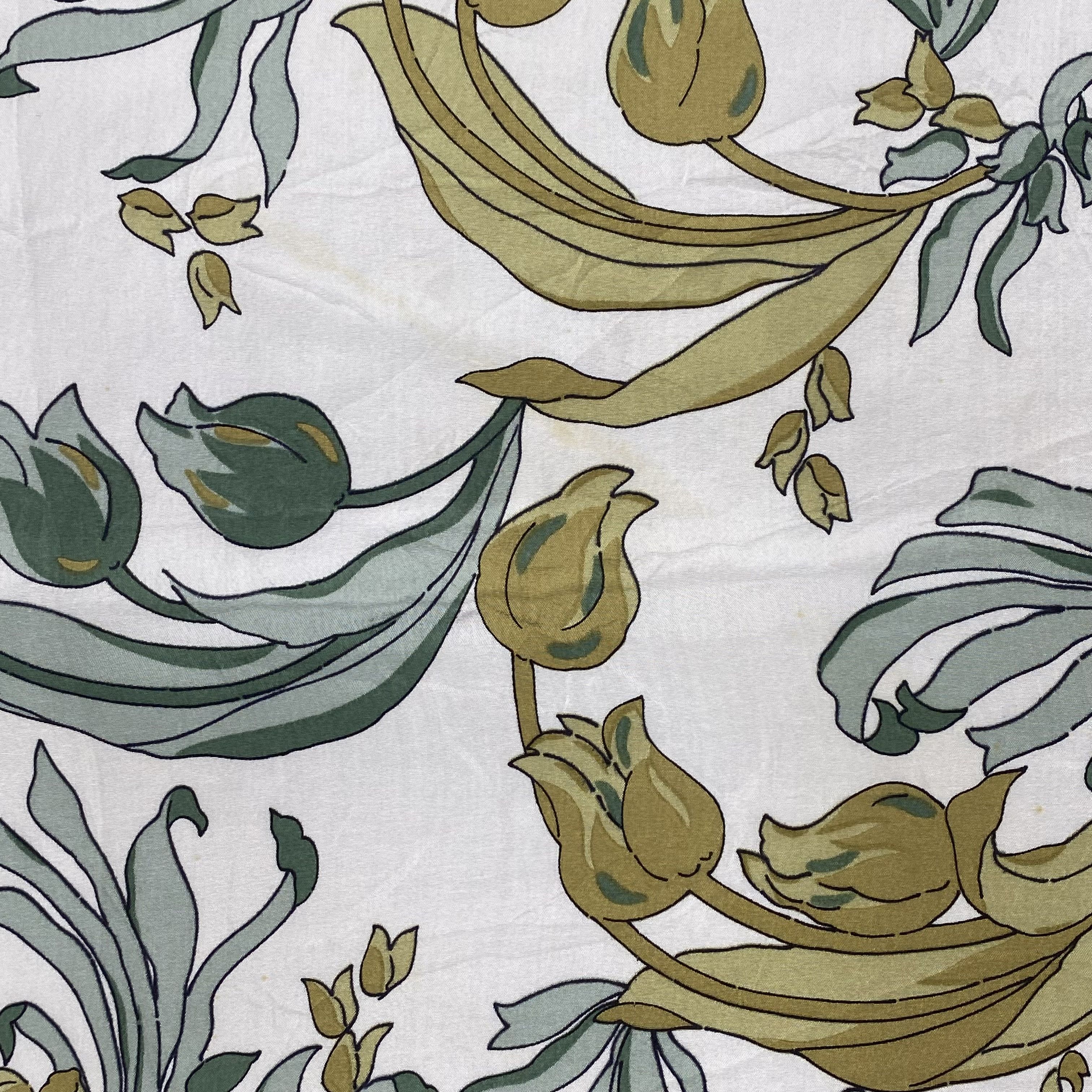Japanese Brand Vintage Floral Swirl SILK Scarf Twill Wraps Scarves Size ONE SIZE - 10 Thumbnail