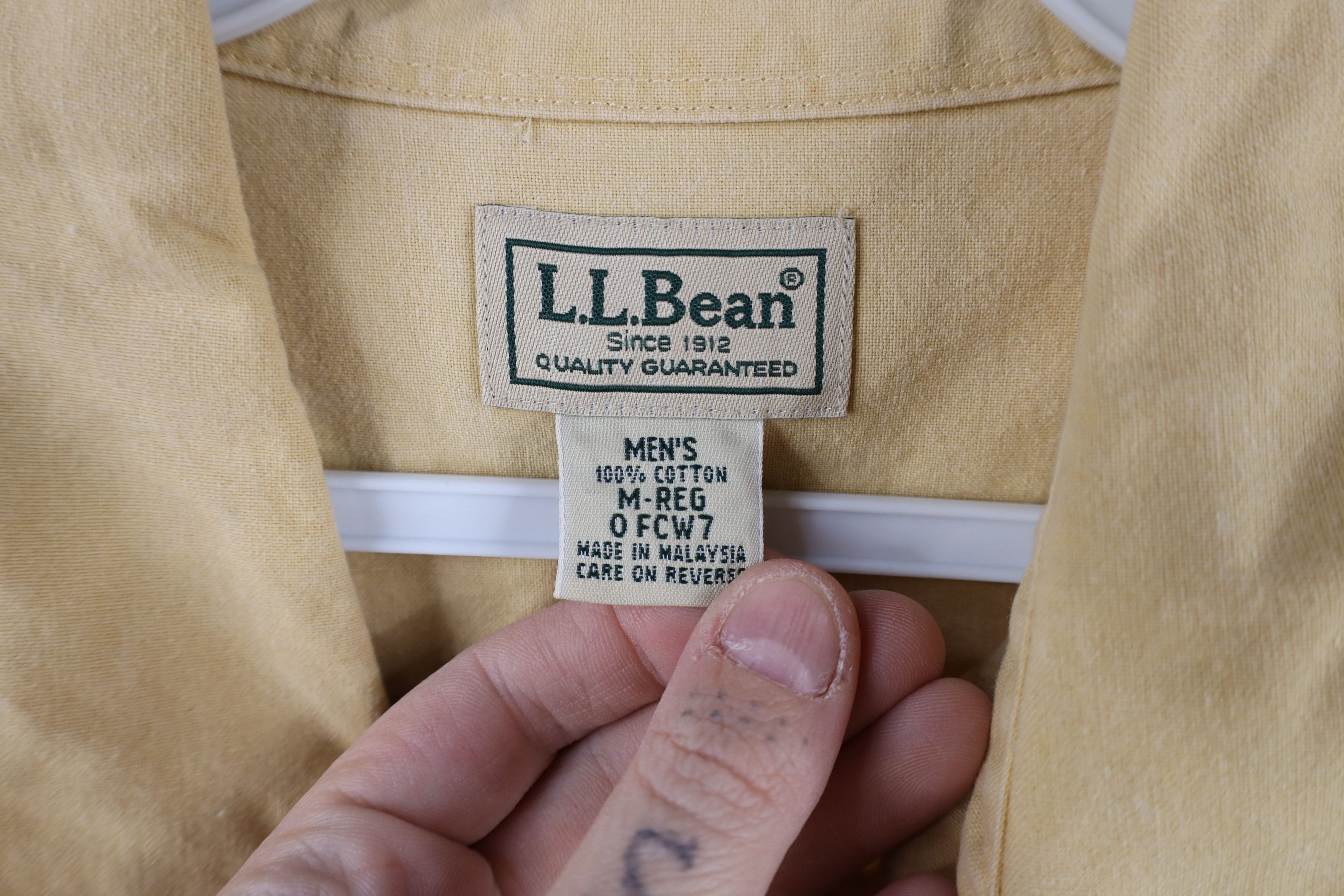 L.L. Bean × Vintage Vintage 90s LL Bean Stonewash Bush Button Shirt Yellow Size US M / EU 48-50 / 2 - 8 Thumbnail