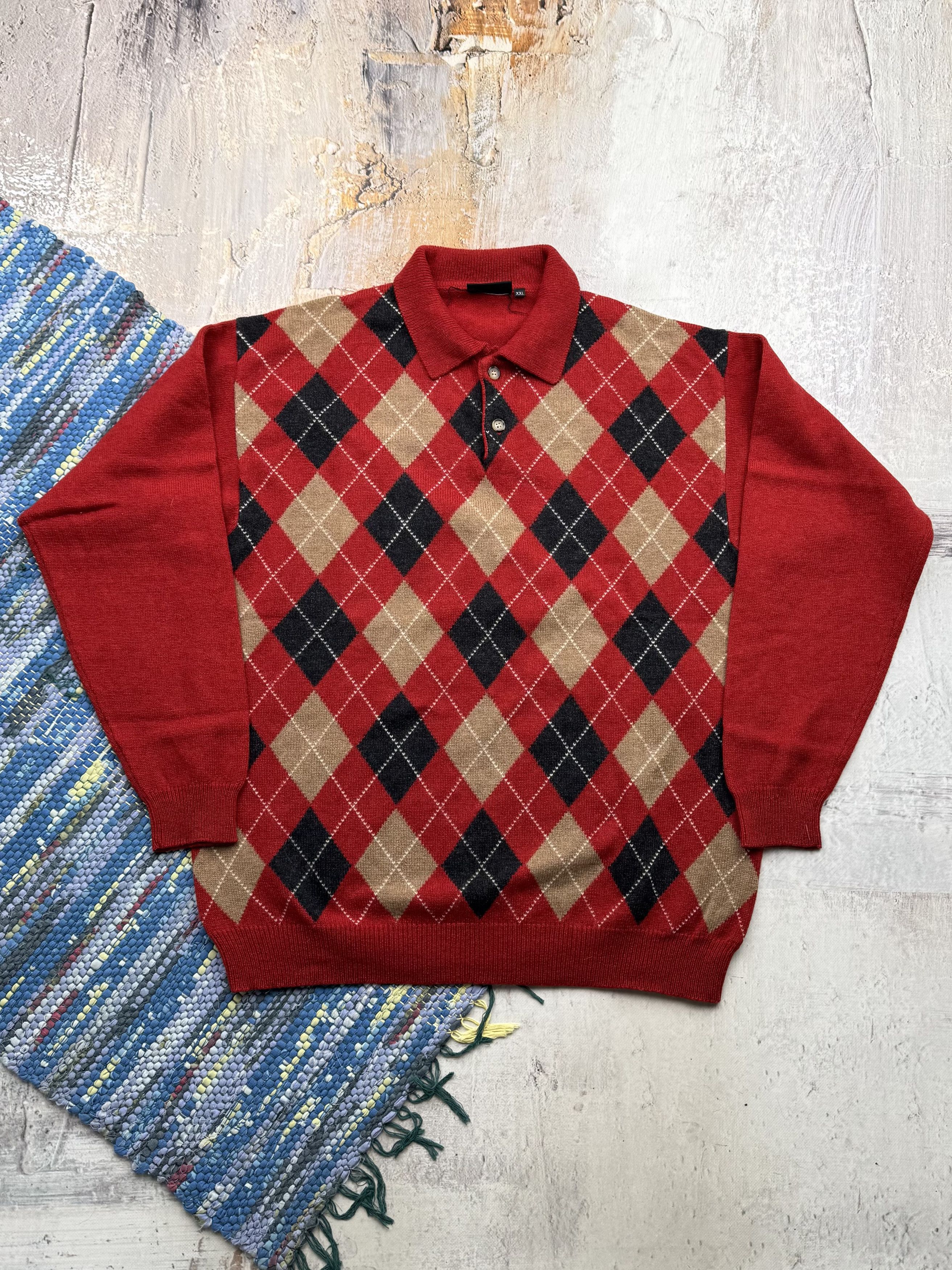 Retro Wool Sweater With Geometric Details A462(90)