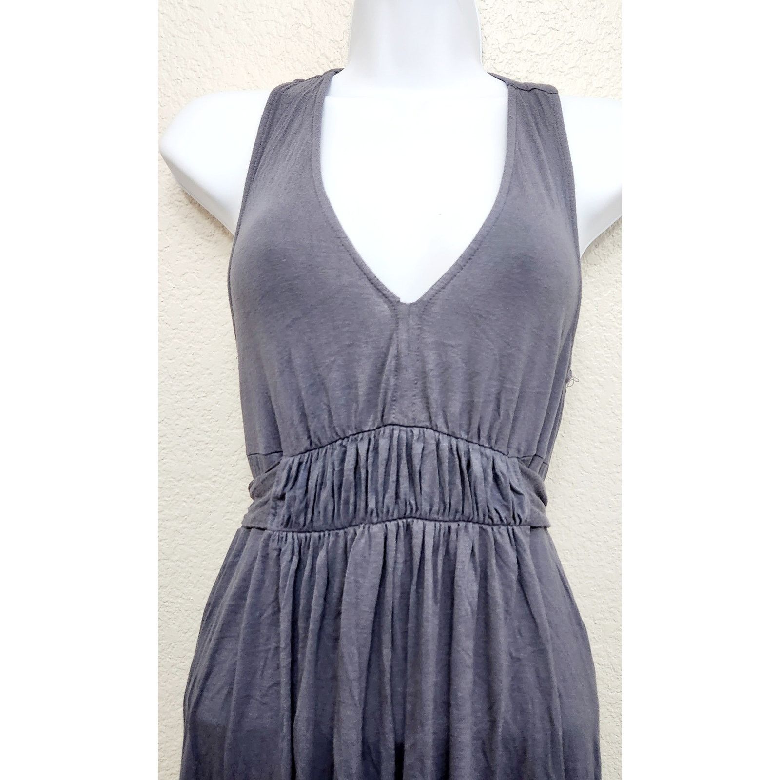 Other Trulli Gray V Neck Sleeveless Pleated Front Mini Dress Small Size S / US 4 / IT 40 - 2 Thumbnail
