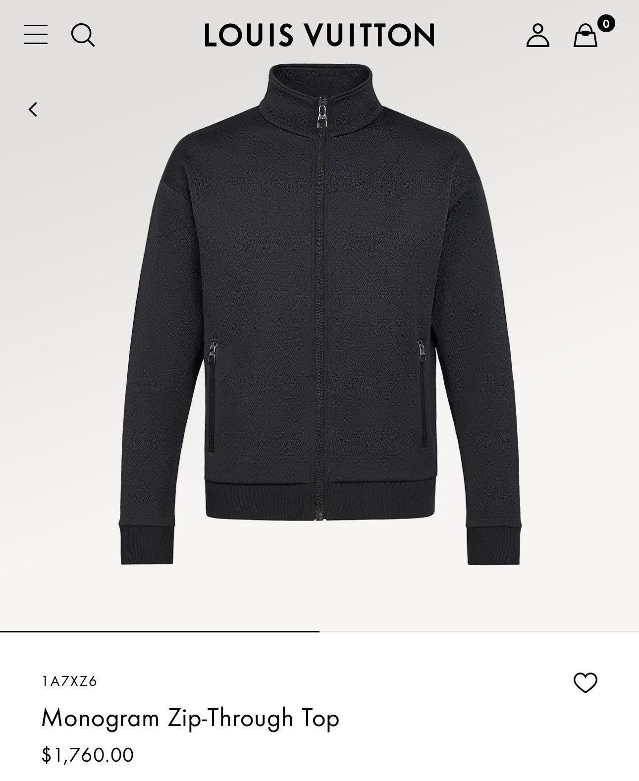 Louis Vuitton Louis Vuitton Monogram Zip-Through Top Black