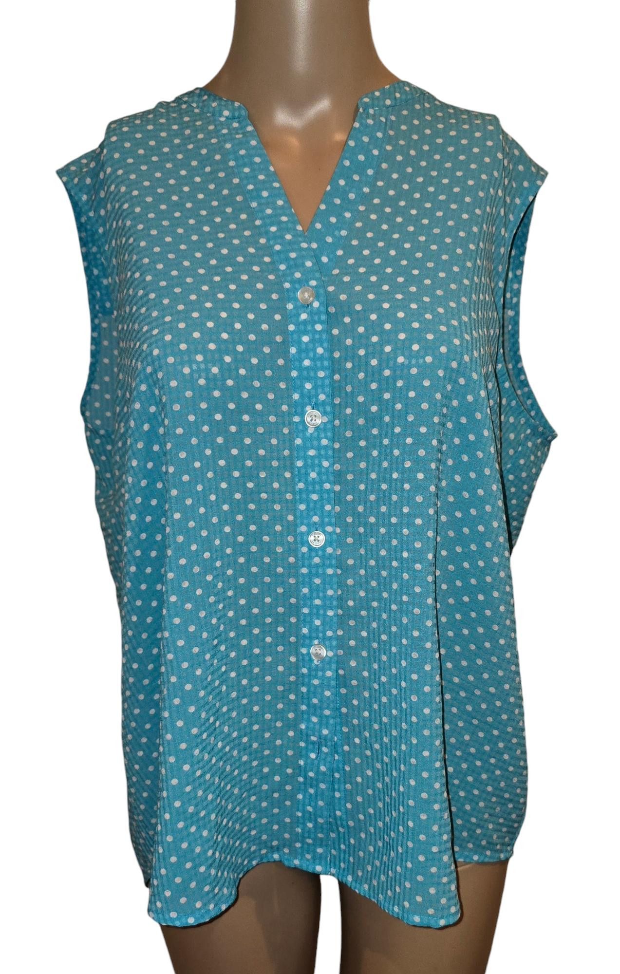 Jones New York Chic Casual Sleeveless Polka Dot Button-Up Blouse Size L / US 10 / IT 46 - 1 Thumbnail