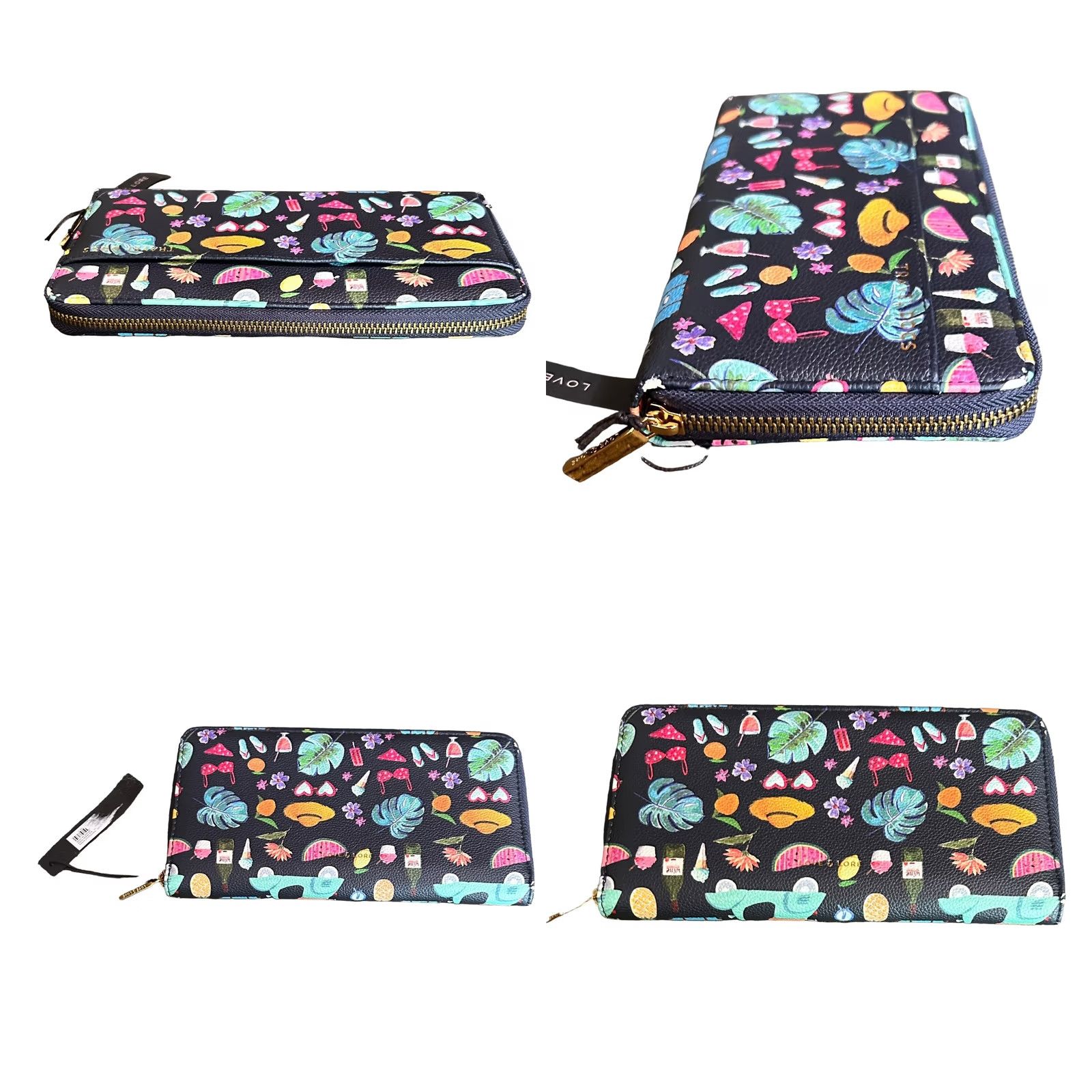 Vintage Love & Lore Travel Documents Foldover Wallet Tropical Vacation Print Women’s NWT Wristlet Credit Card Folding Blue Geometric Tropic Theme Women Size ONE SIZE - 9 Thumbnail