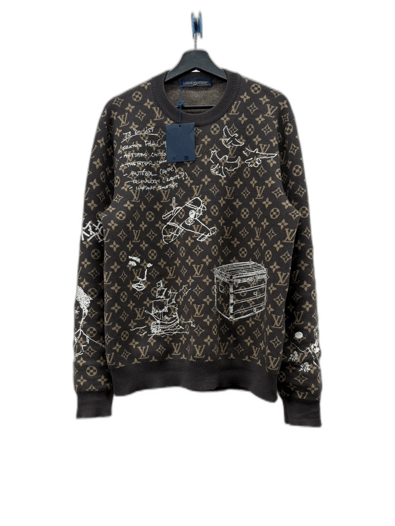 Louis Vuitton Louis Vuitton Brown Embroidered Graphic Sweatshirt -2505 Size US M / EU 48-50 / 2 - 1 Thumbnail