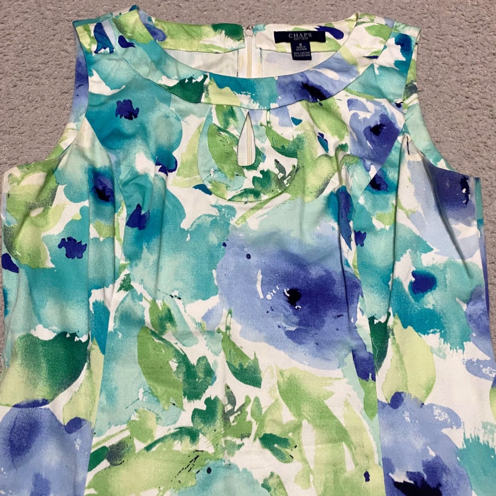 Chaps Chaps Dress Women's Multicolor Floral Sheath Sleeveless Round Neck Zip Knee Length 8 Size M / US 6-8 / IT 42-44 - 4 Thumbnail