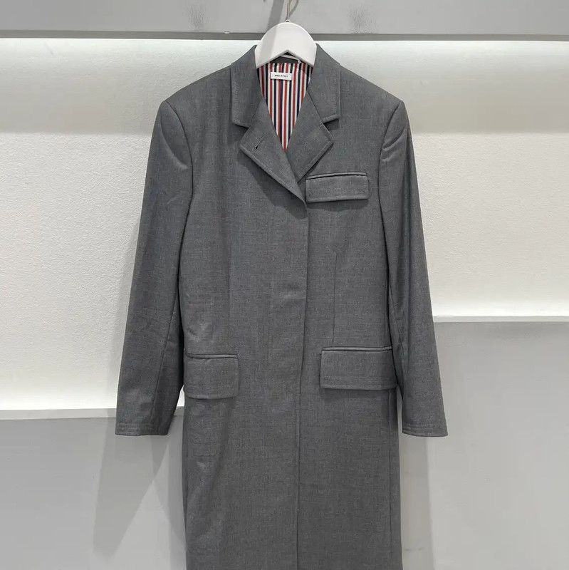 Thom Browne Thom Browne Gray Long Coat for Men 0089 Size US M / EU 48-50 / 2 - 1 Thumbnail