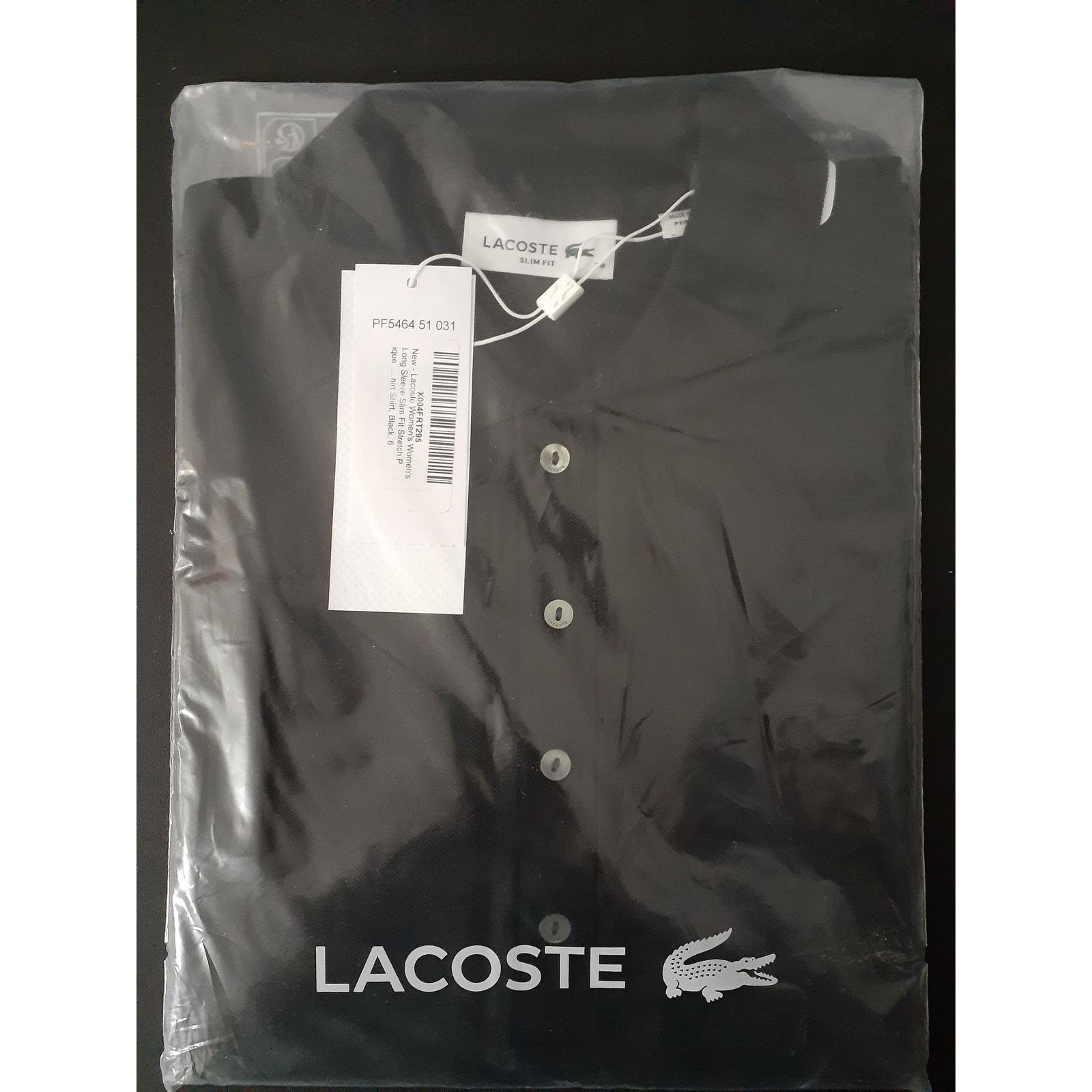 Lacoste Lacoste Women's Long Sleeve Slim Fit Stretch Polo Black 6 Size M / US 6-8 / IT 42-44 - 2 Thumbnail