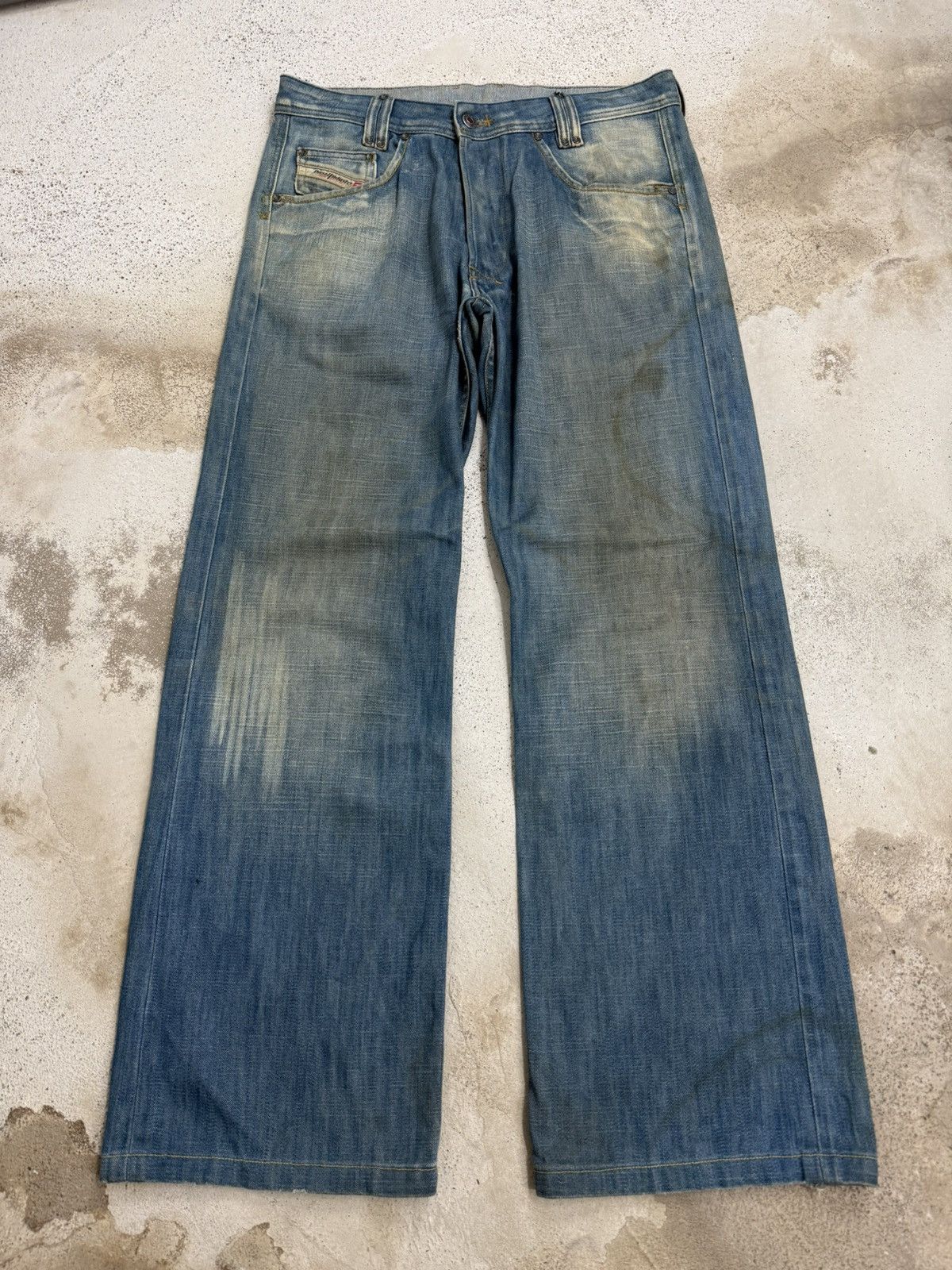 Diesel Wide Leg Diesel Industry Mudwash High OZ Denim Pants Size US 31 - 1 Thumbnail