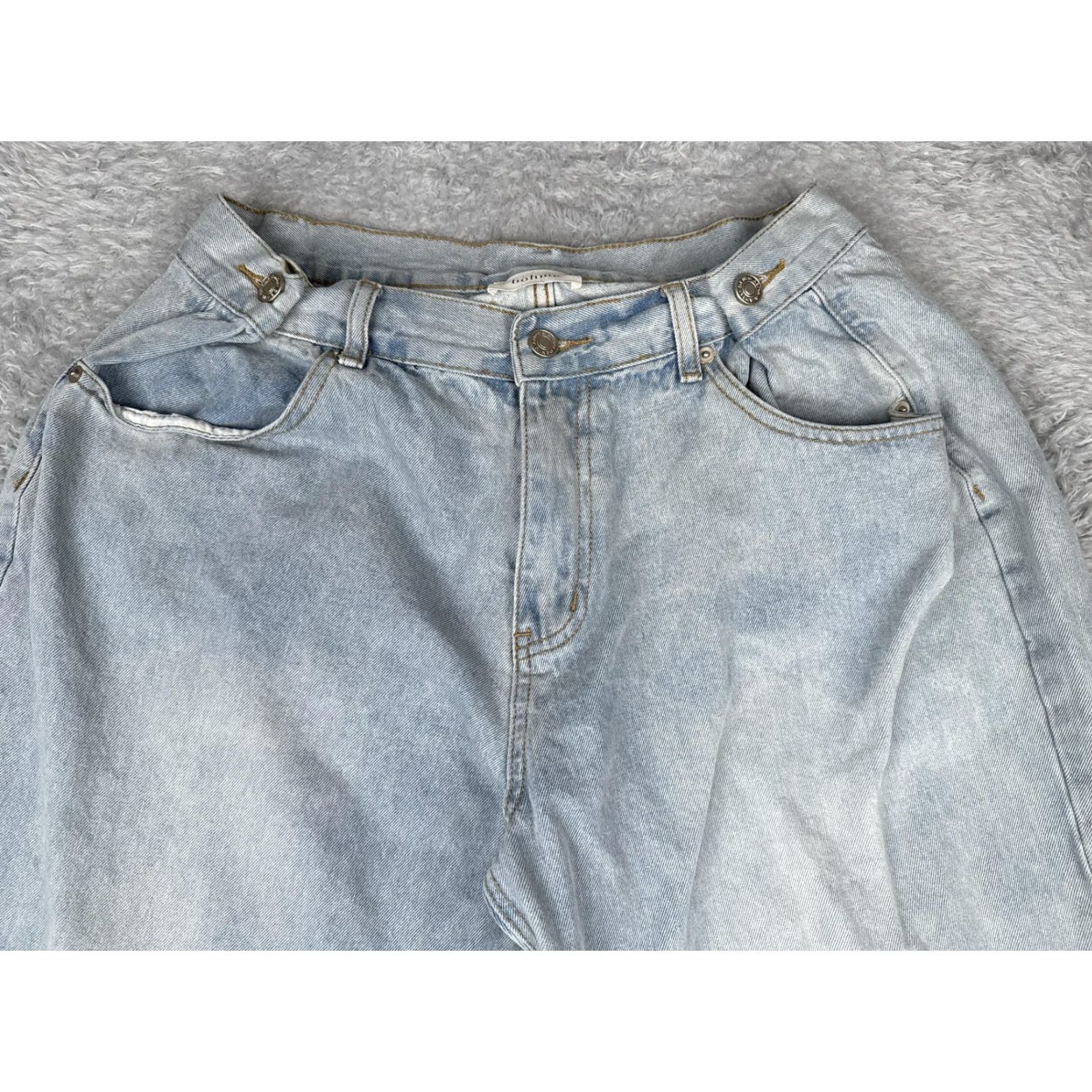 Vintage böhme Jeans Womens M Blue High Rise Wide Leg Relaxed Denim Light Wash 29x30 Jeans Womens M Blue Light Wash Wide-Leg Bohemian Vintage: No Size 32" / US 10 / IT 46 - 4 Thumbnail