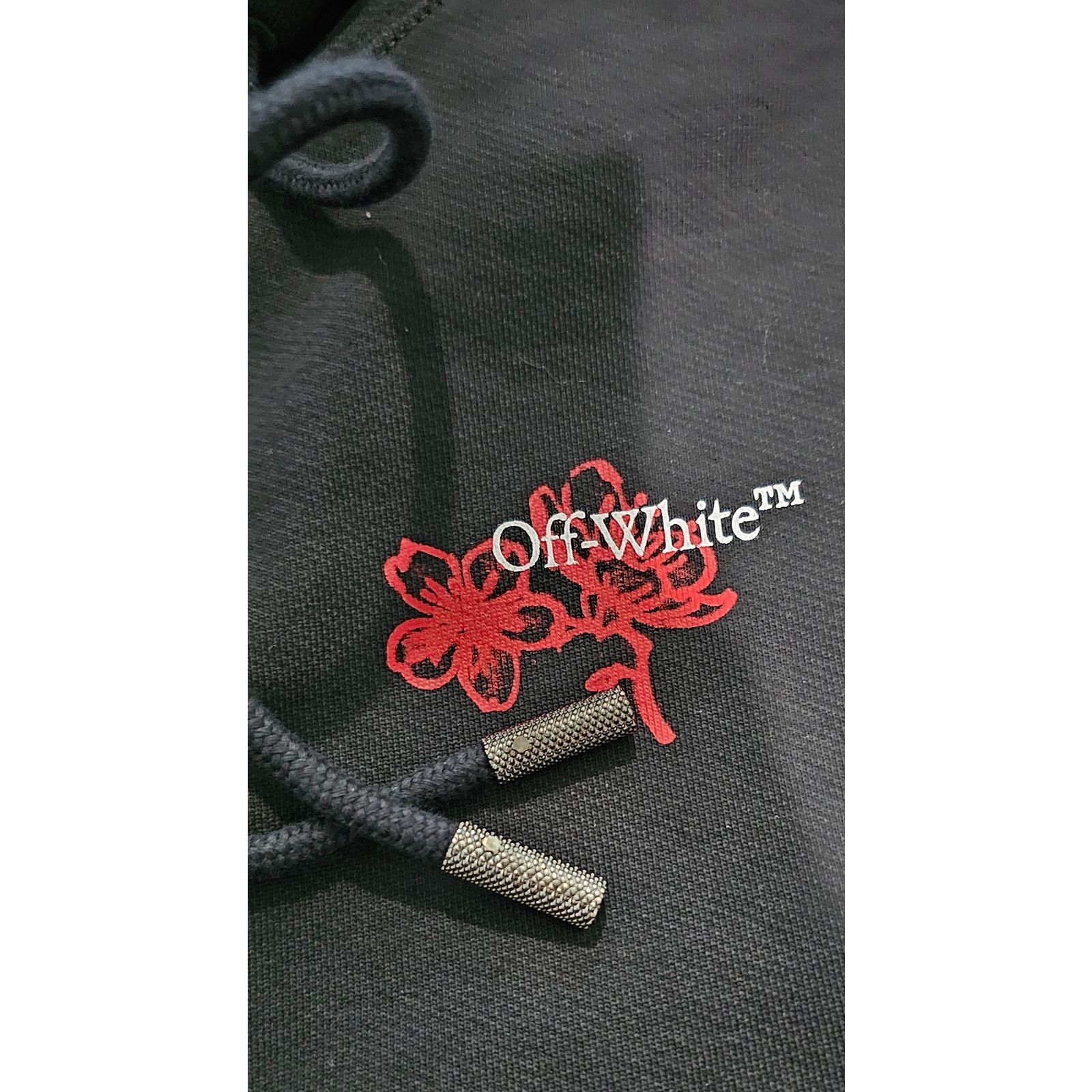 Off-White Off White Black Hoodie with Red Floral Design NWT S Size S / US 4 / IT 40 - 4 Thumbnail