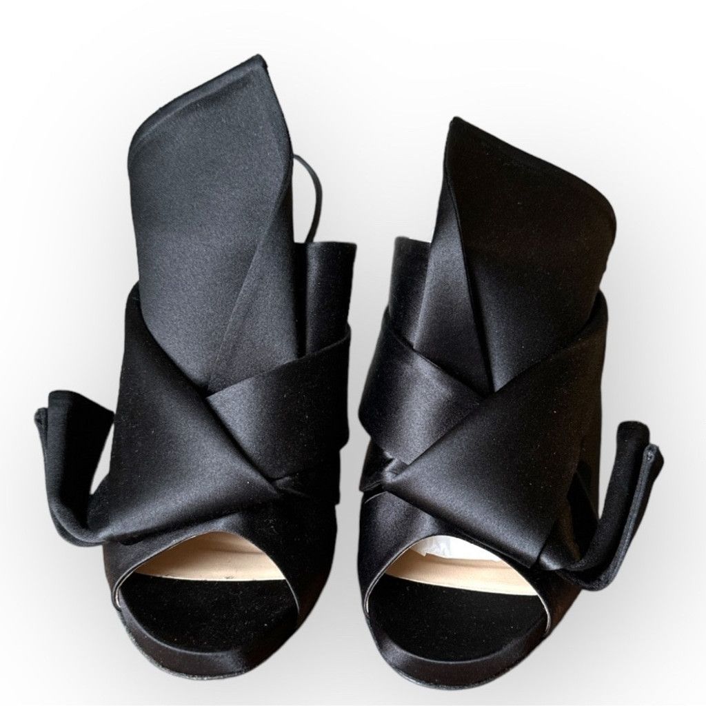 No. 21 Nº21 Numero Ventuno Satin Ronny Raso Knot Peep Toe Mules Size US 10 / IT 40 - 4 Thumbnail