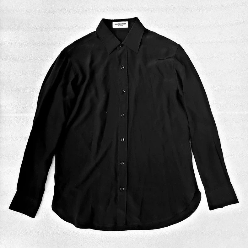 Saint Laurent Paris Saint Laurent Paris 14FW Silk Black Shirt Size XS / US 0-2 / IT 36-38 - 2 Thumbnail