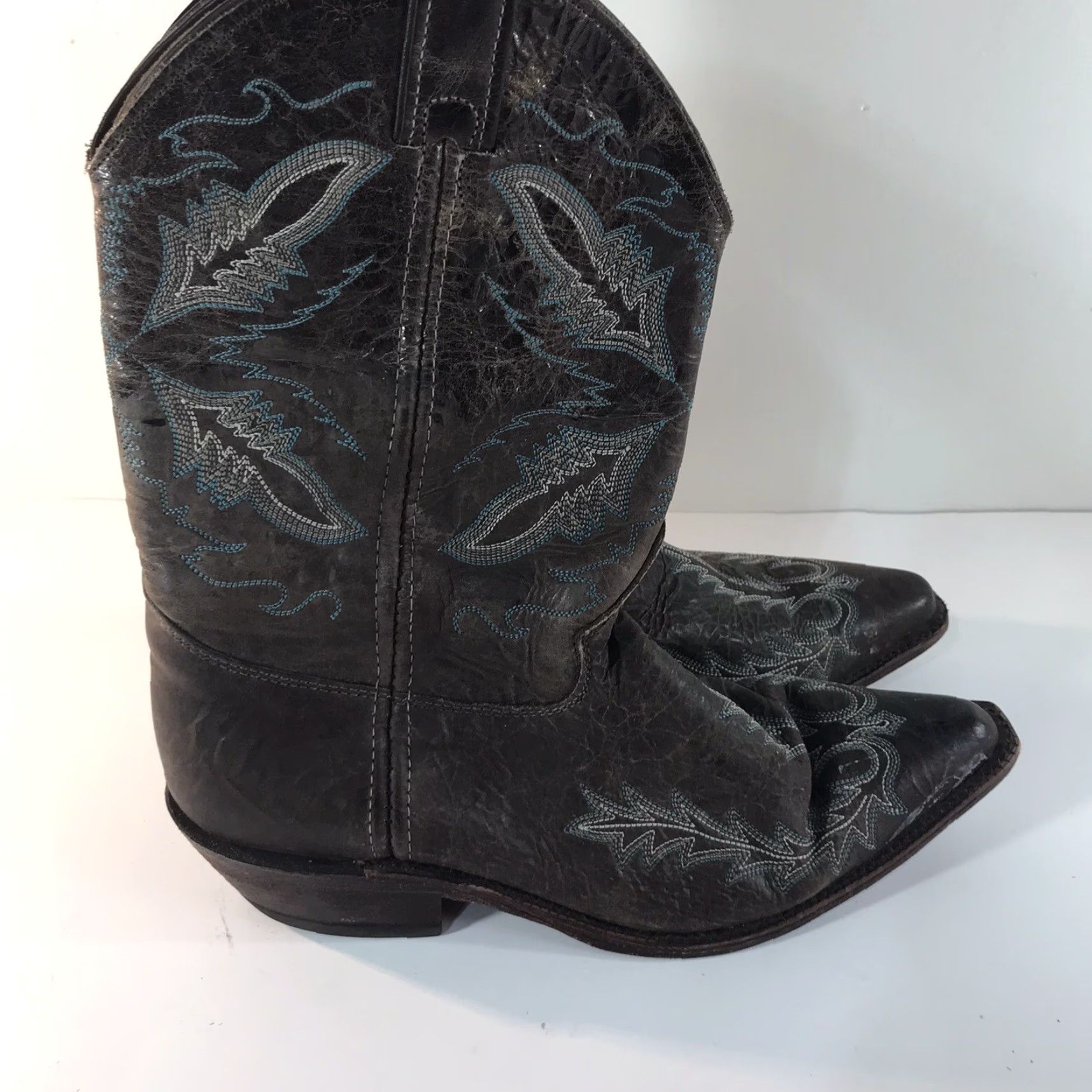 Justin Boots JUSTIN VINTAGE Handcrafted Western Boots Womens Size 10 Brown Mid-Calf Snip Toe Cowgirl Size US 10 / IT 40 - 3 Thumbnail