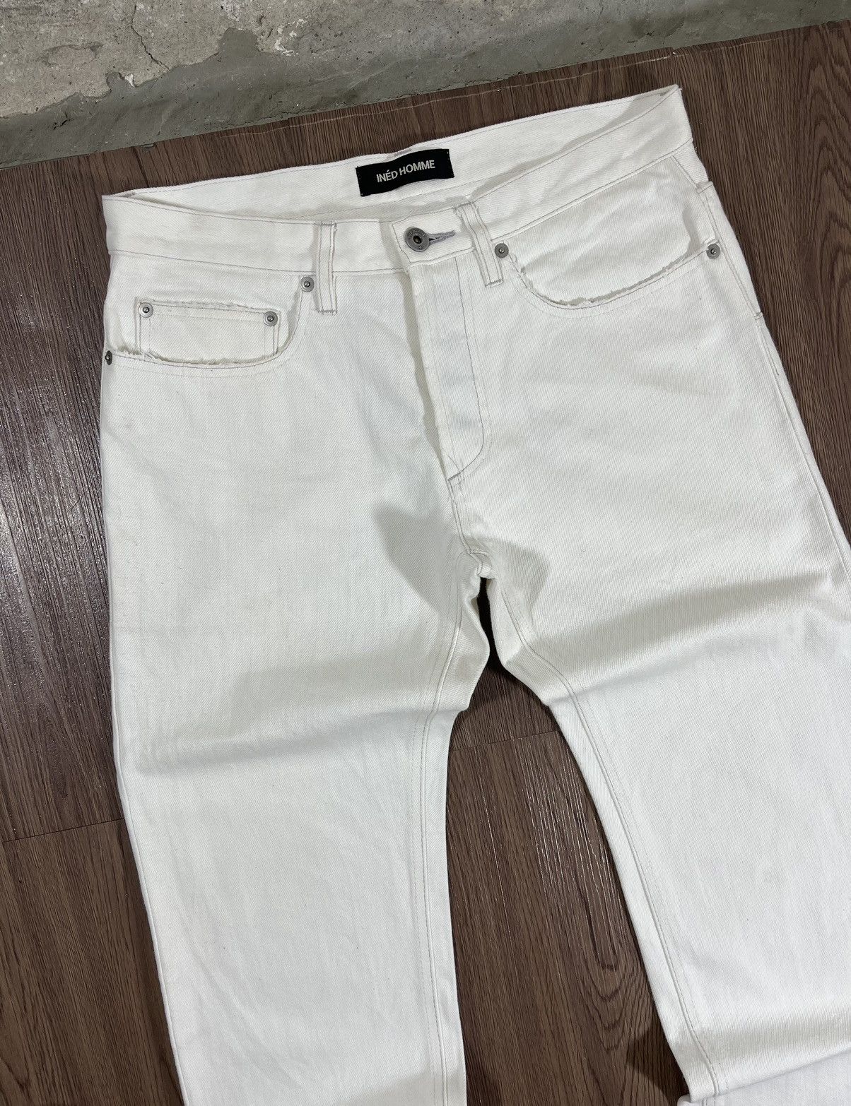 Yohji Yamamoto INED HOMME White Straight Denim Pants Made In Japan Size US 31 - 5 Thumbnail