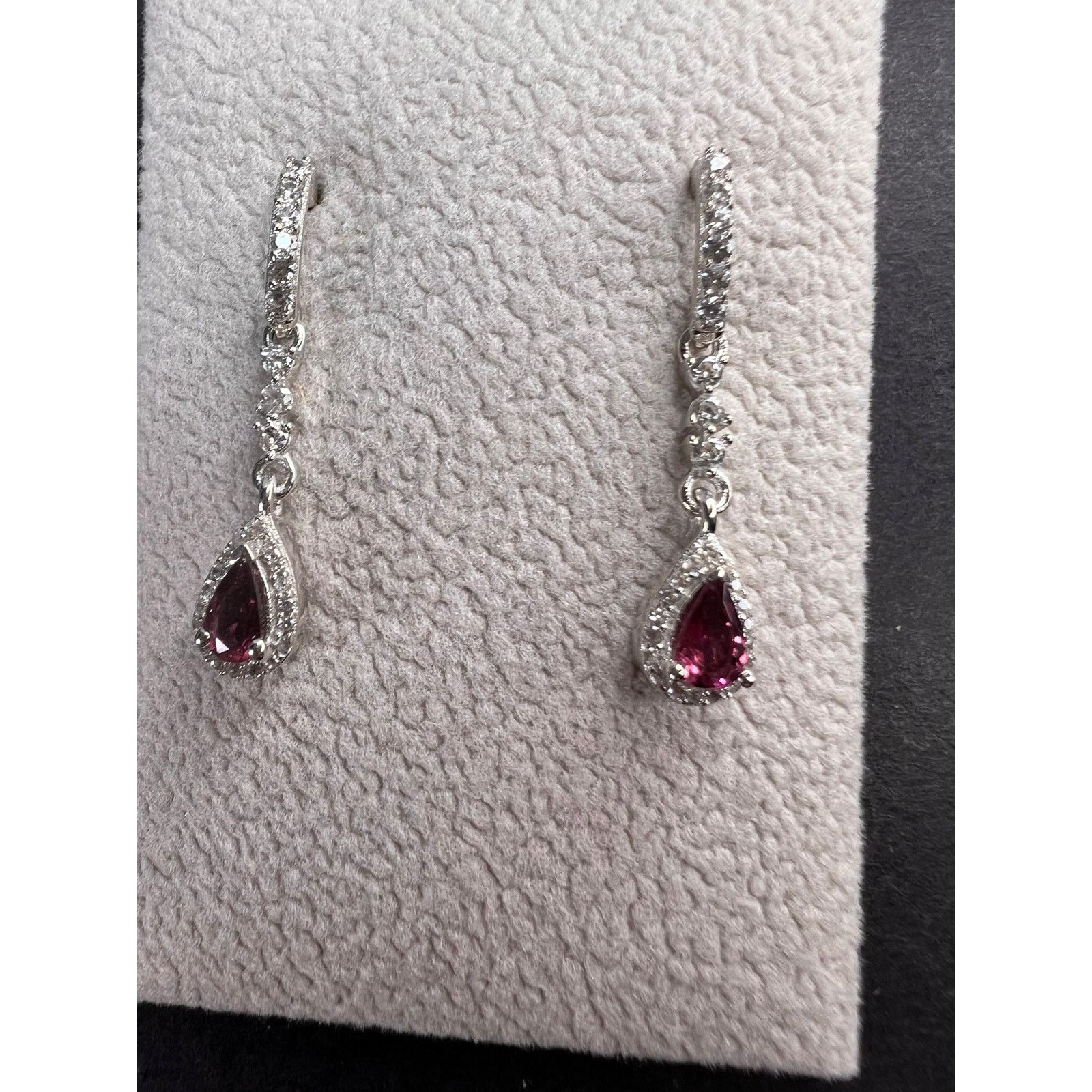 Other Rubellite and zircon earrings in platinum over sterling Size ONE SIZE - 2 Thumbnail