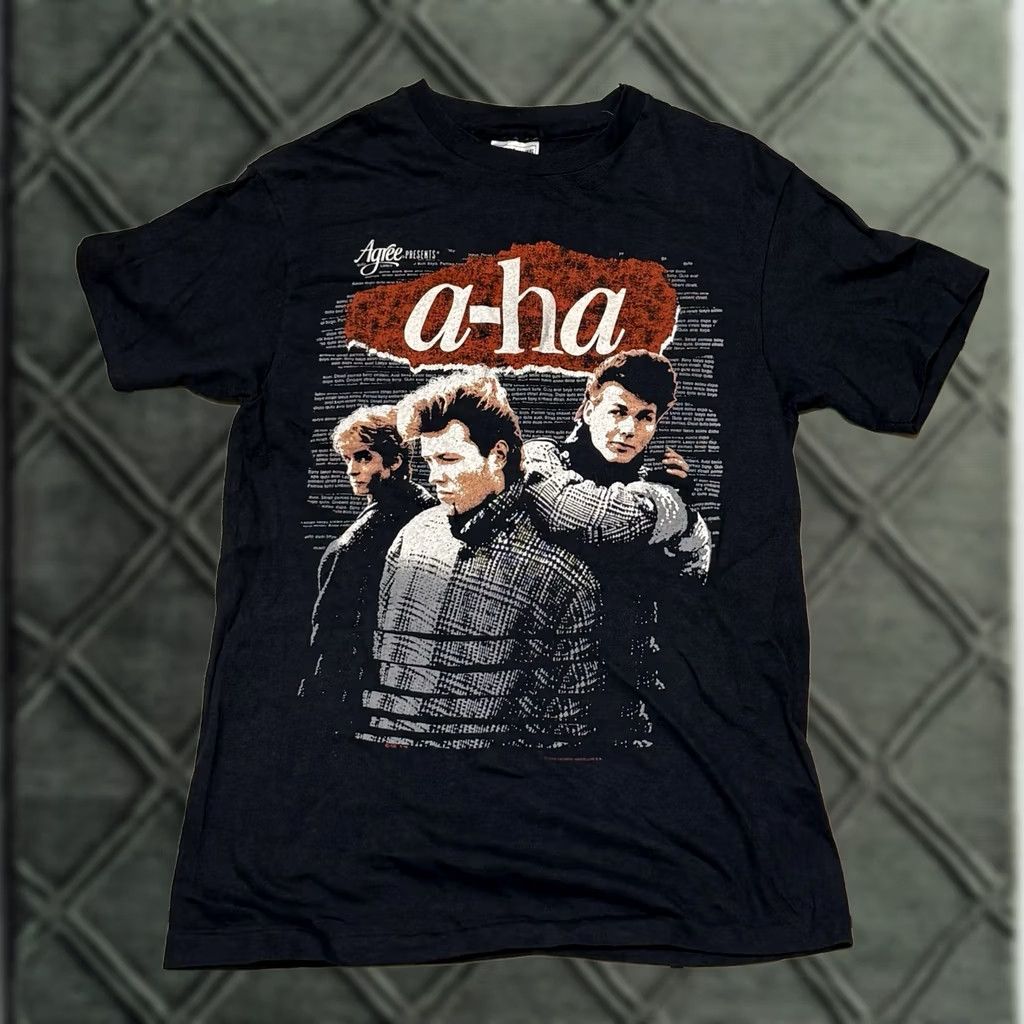 Hanes VINTAGE a-ha Shirt S/M Hanes Duran Pet Shop Boys Tear For Fears Unisex Adults Black 80s Band Music Hipster 80s Rock Tee Shirt Mens Womens Girls Boys Size US M / EU 48-50 / 2 - 1 Thumbnail