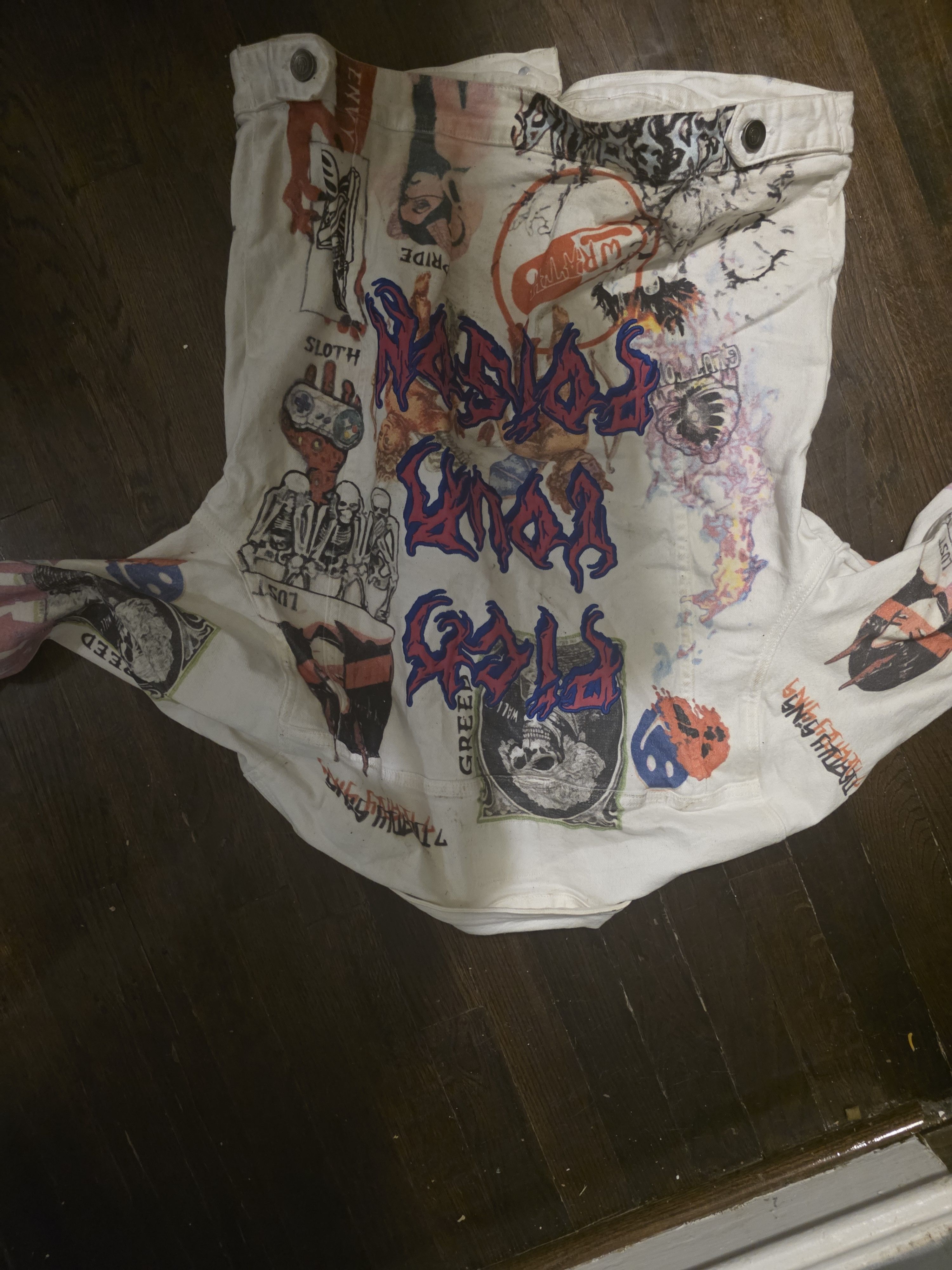 Other SUGARHILL LA white multi colored denim jacket Size US L / EU 52-54 / 3 - 2 Thumbnail