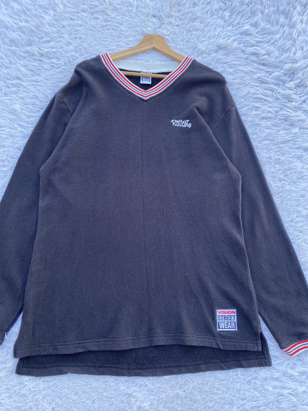 Vision Streetwear Rare Vintage 90s Vision Streetwear V Neck Sweatshirt Size US XL / EU 56 / 4 - 8 Thumbnail