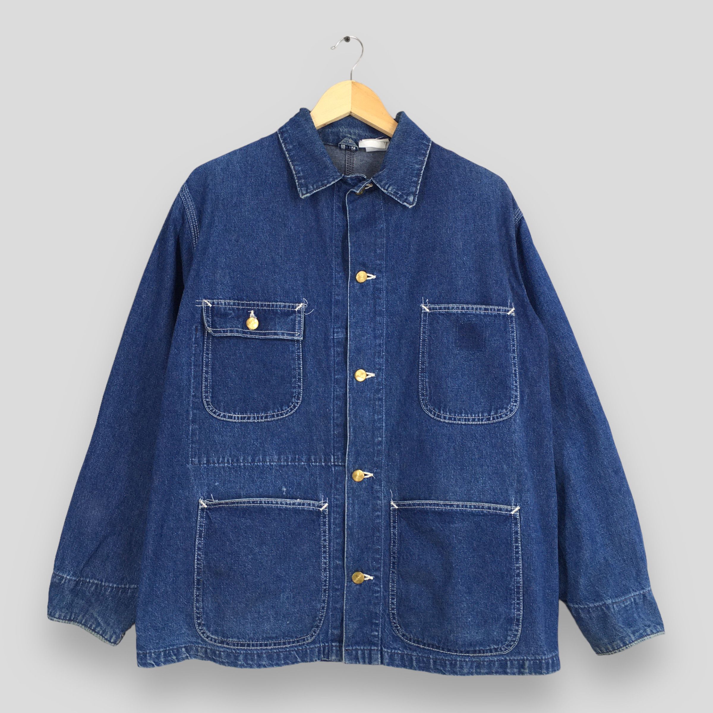 image of Vintage 80's Carhartt Denim Chore Workers Jacket Medium in Blue, Men's