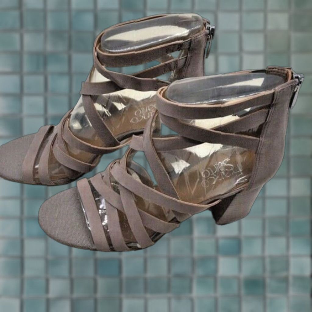 Franco Sarto Franco Sarto Madrid Hi Tech Grey Heeled Ankle Strap Sandals Womens 8m Size US 6 / IT 36 - 1 Thumbnail