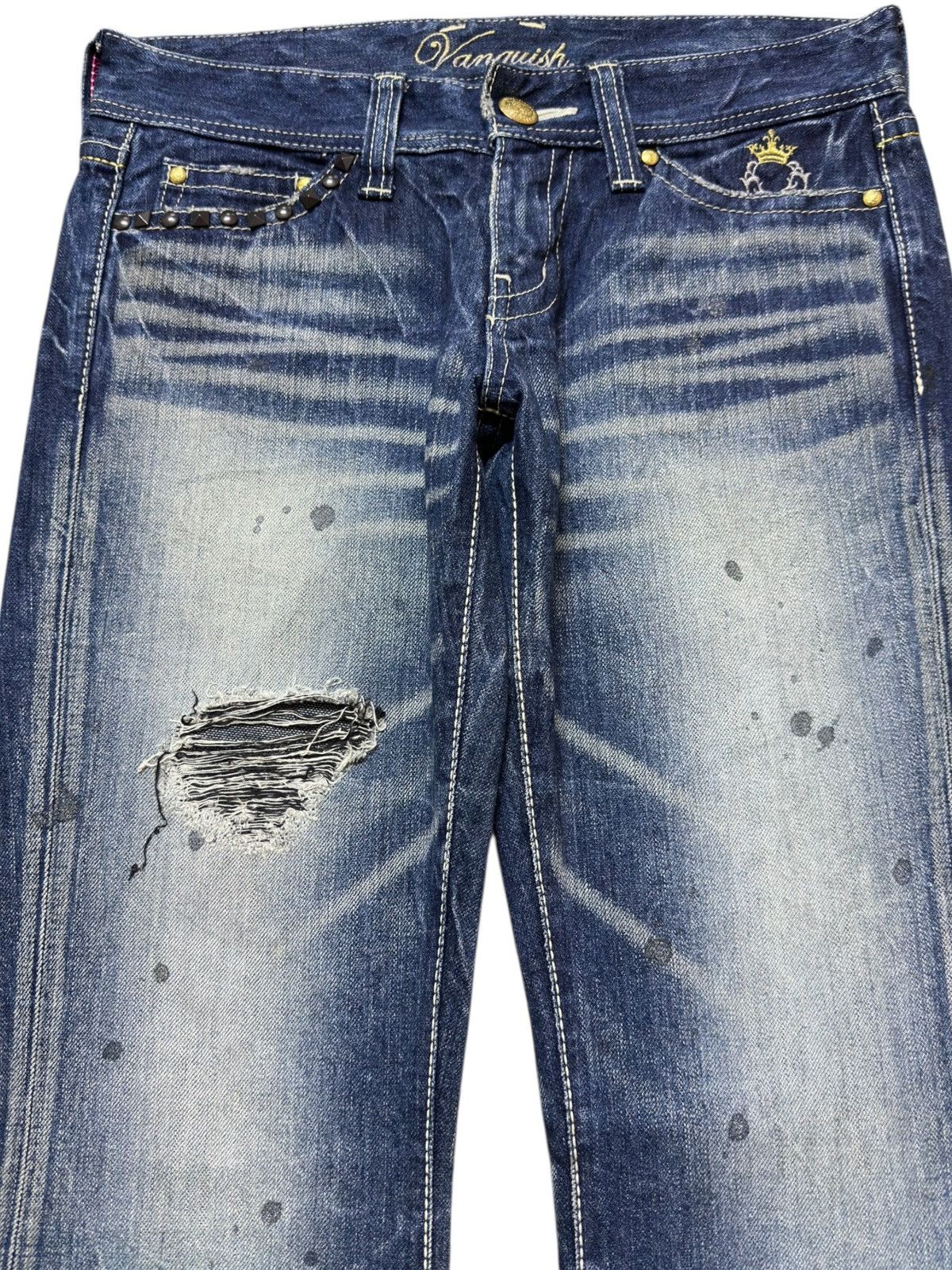 Vanquish Vintage Vanquish Flare Mudwash Studded Grunge Denim Size US 30 / EU 46 - 2 Thumbnail