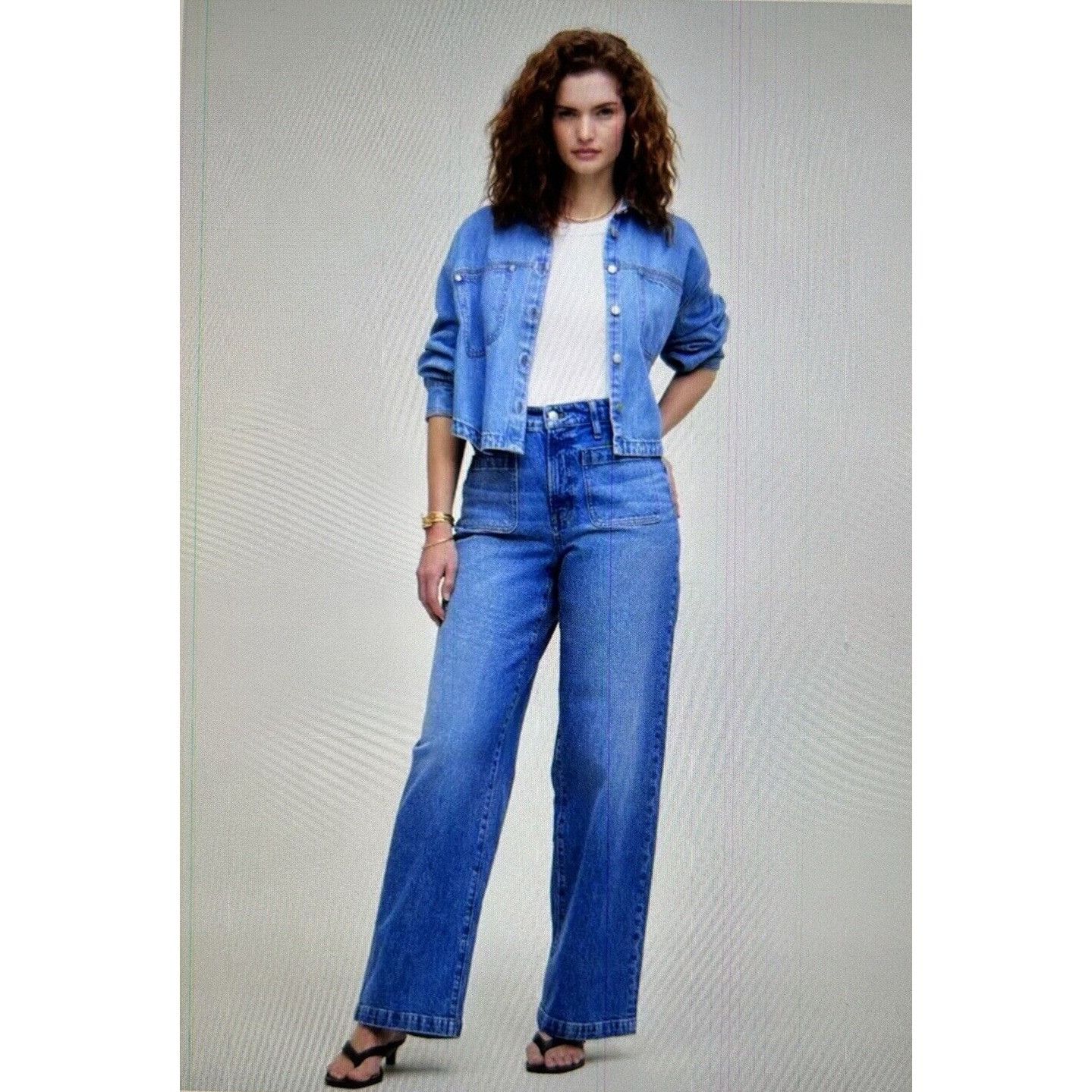 Madewell The Curvy Emmett Wide-Leg Jean in Lakecourt Wash Bl