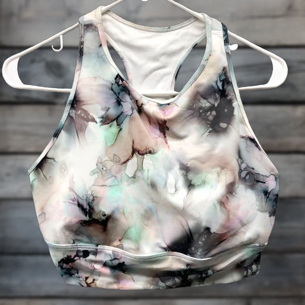 Vintage CALIA By Carrie Underwood Sports Bra Womens L Padded Tie Dye White Blue Training Size ONE SIZE - 1 Thumbnail