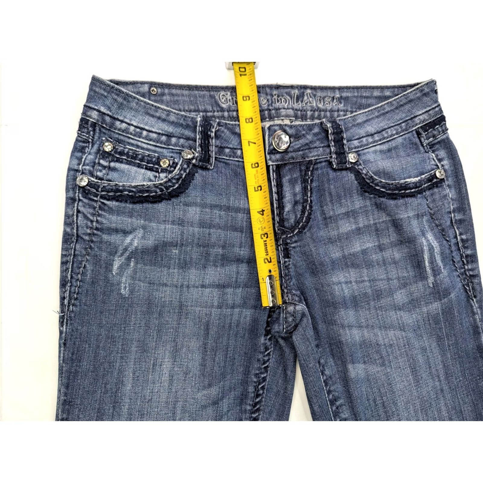Grace in LA Grace In LA Jeans Bootcut Women's 30x33 Blue Distressed Denim 5-Pocket Regular XS? Size 30" / US 8 / IT 44 - 4 Thumbnail