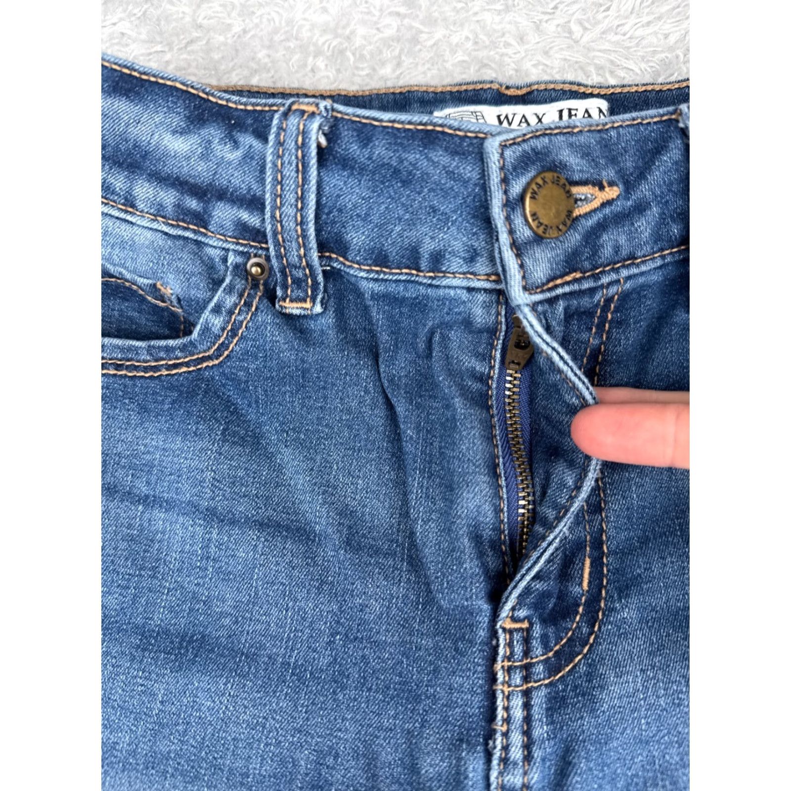 Vintage Wax Jeans Juniors Blue Denim Skinny Mid Rise 25x28 Womens Jeans 3 Distressed Pockets 5-Pocket Design Cotton Blend Cotton Size 26" / US 2 / IT 38 - 5 Thumbnail
