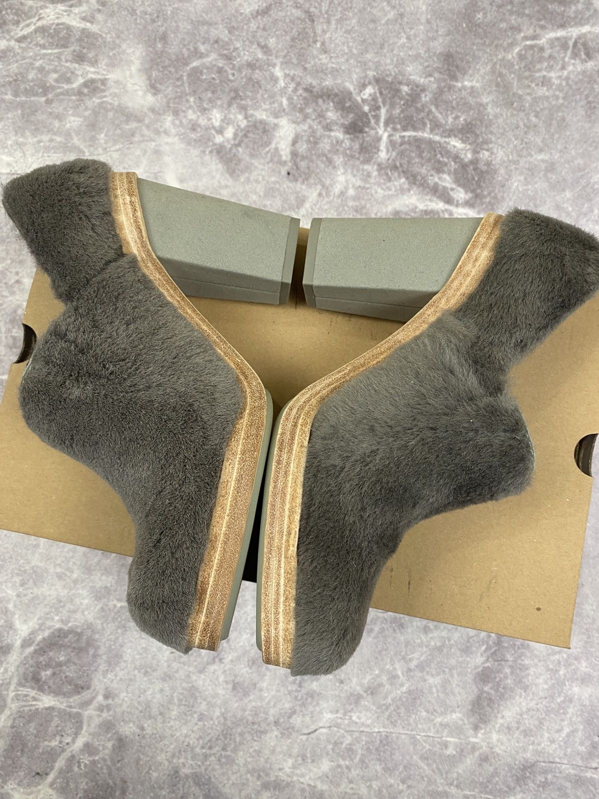 Eckhaus Latta Ugg x Eckhaus Latta Grey Fur Cone Heels Mules Size US 7 / IT 37 - 3 Thumbnail
