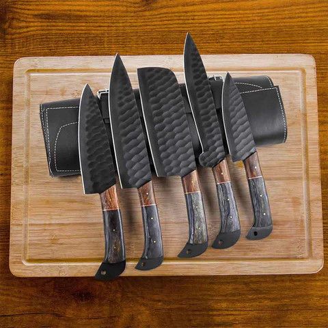 Other Carbon Steel Chef Knives Set of 5 with Wenge Wood Handles Size ONE SIZE - 2 Thumbnail