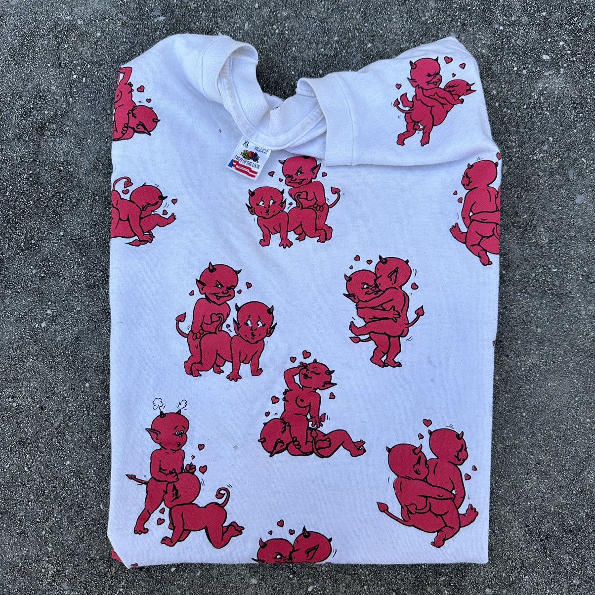 Vintage Vintage 1992 Fashion Victim “Horny Devils” Sex Position Tee |  Grailed