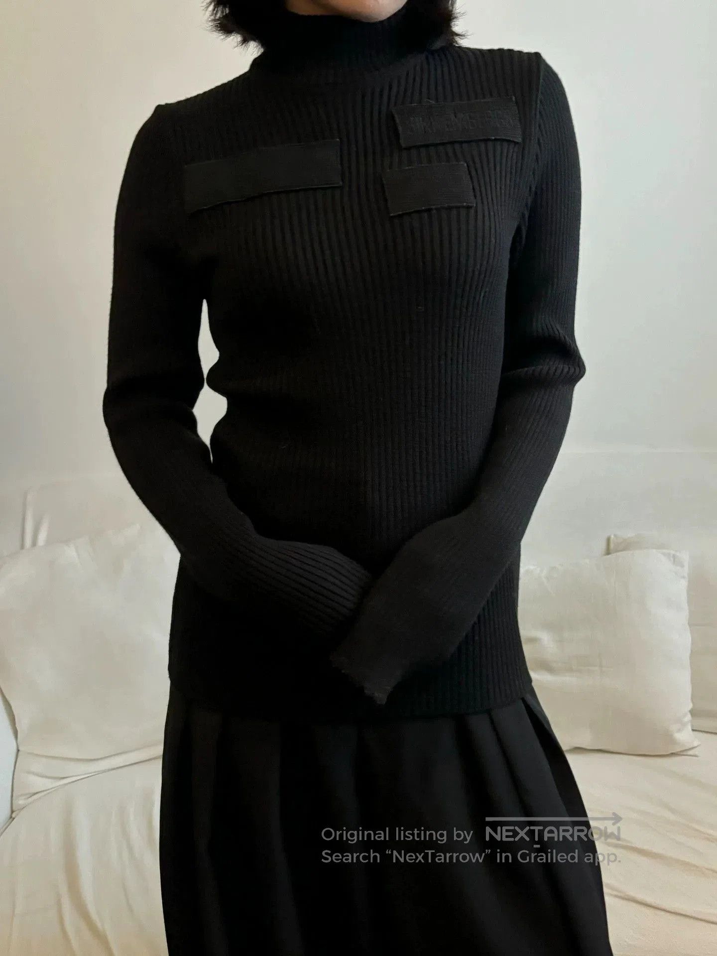 Dirk Bikkembergs Black Ribbed Turtleneck Sweater with Patch Details. Size US M / EU 48-50 / 2 - 2 Thumbnail