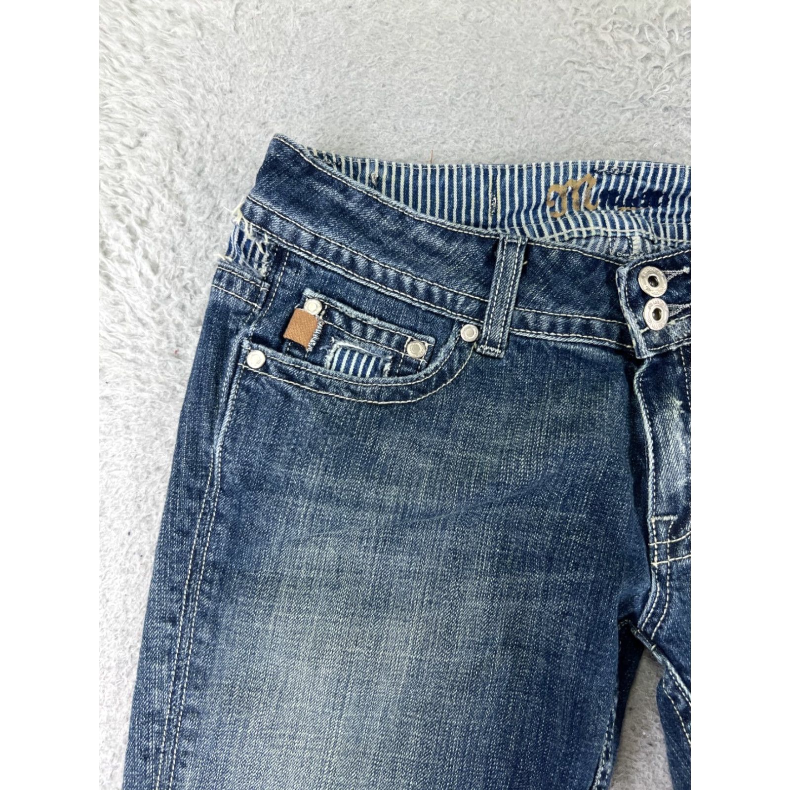 Miss Me Miss Me Denim Shorts Womens 29 Blue Cut-Off Distressed Embellished 12 Inseam Regular Fit Size 29" - 4 Thumbnail