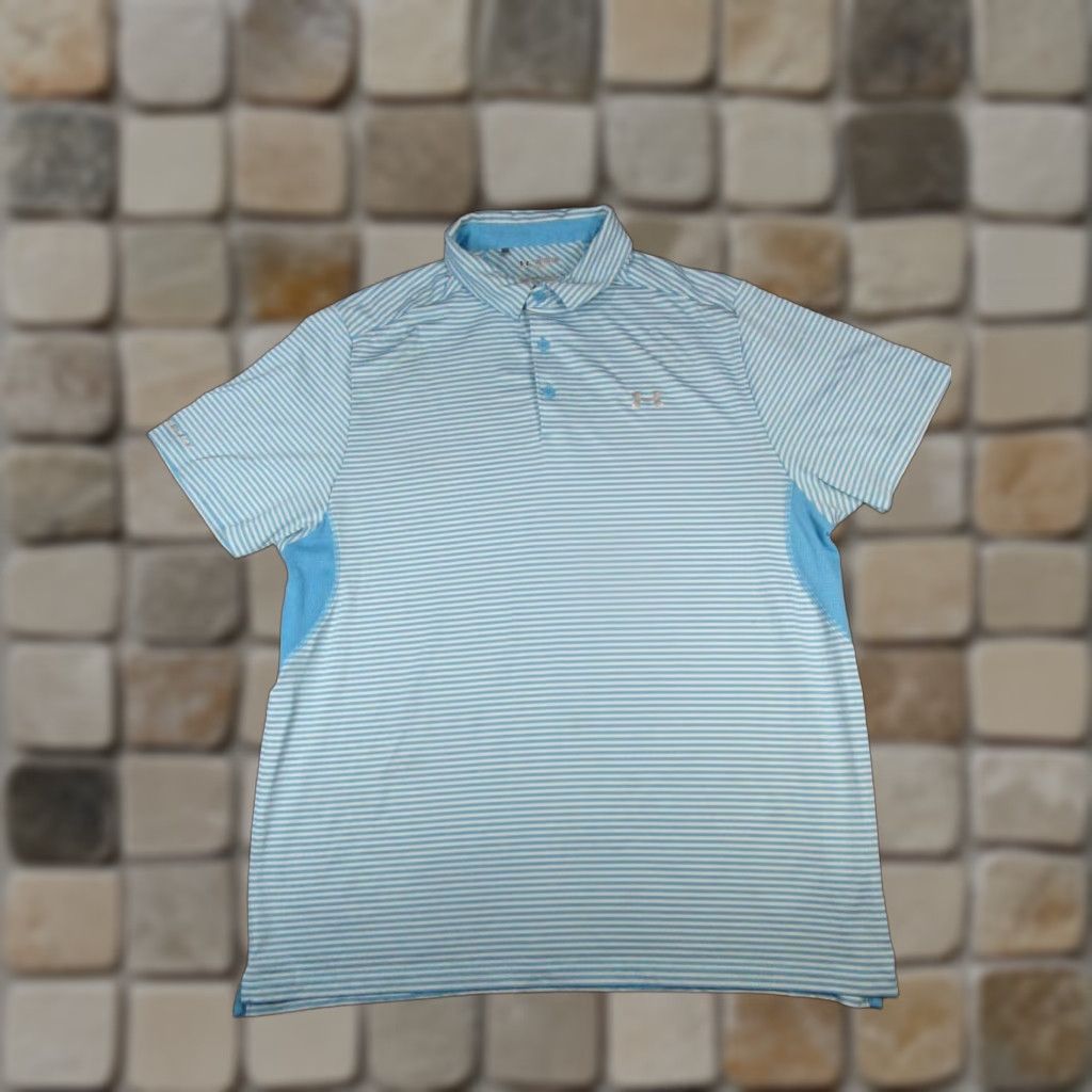Under Armour Under Armour Polo Shirt Mens 2XL Blue White Coldblack HeatGear Golf Shirt Polo Mens 2XL Blue White Golf HeatGear Polo Size US XXL / EU 58 / 5 - 1 Thumbnail